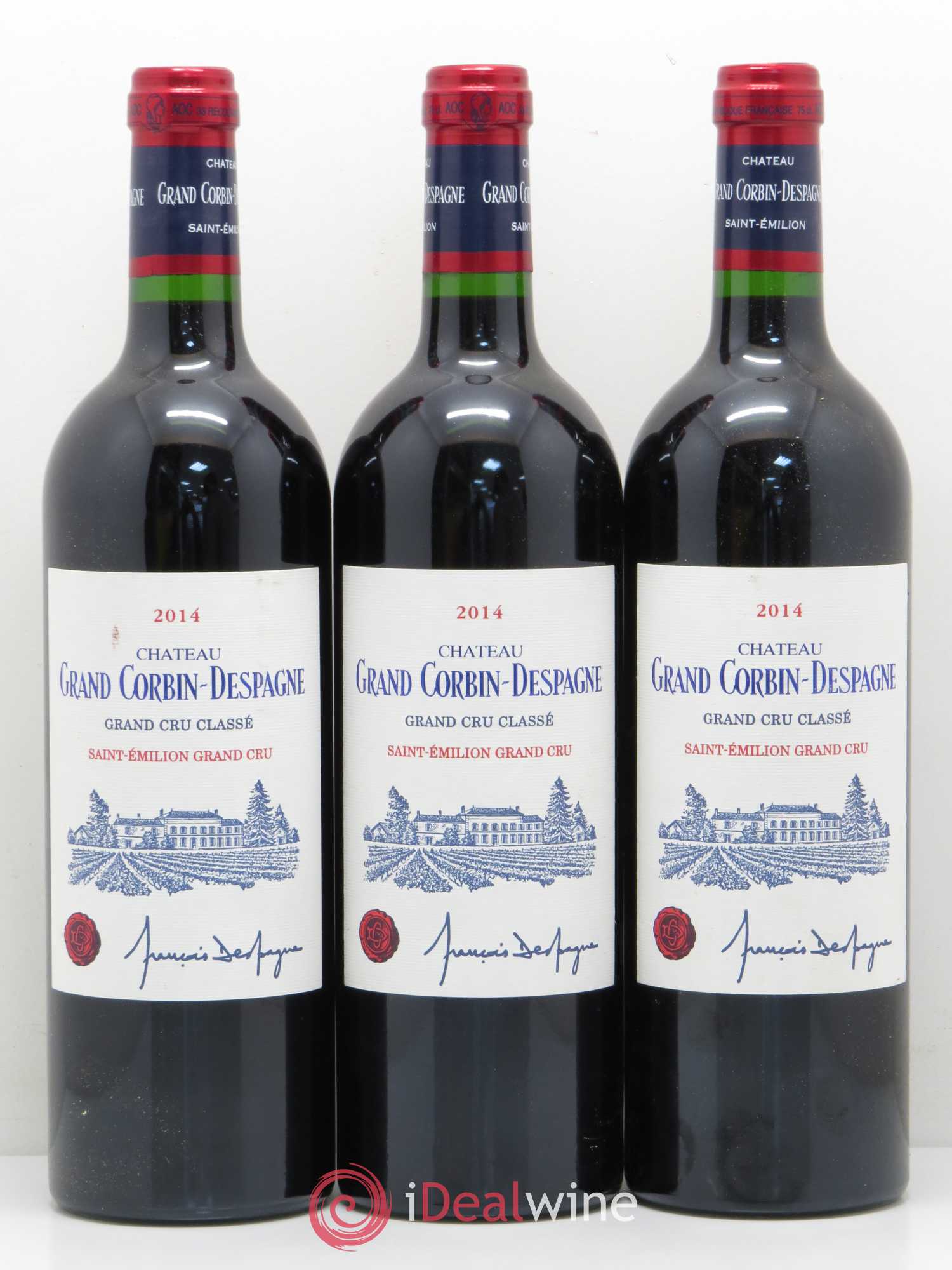 Château Grand Corbin Despagne Grand Cru Classé 2014 - Lot de 3 bouteilles - 0