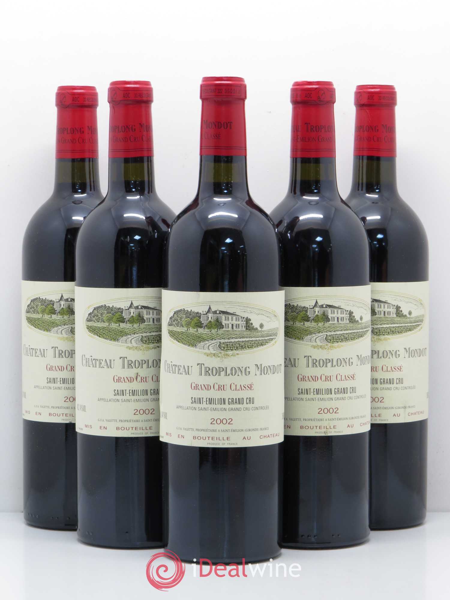 Château Troplong Mondot 1er Grand Cru Classé B 2002 - Lot de 5 bouteilles - 0
