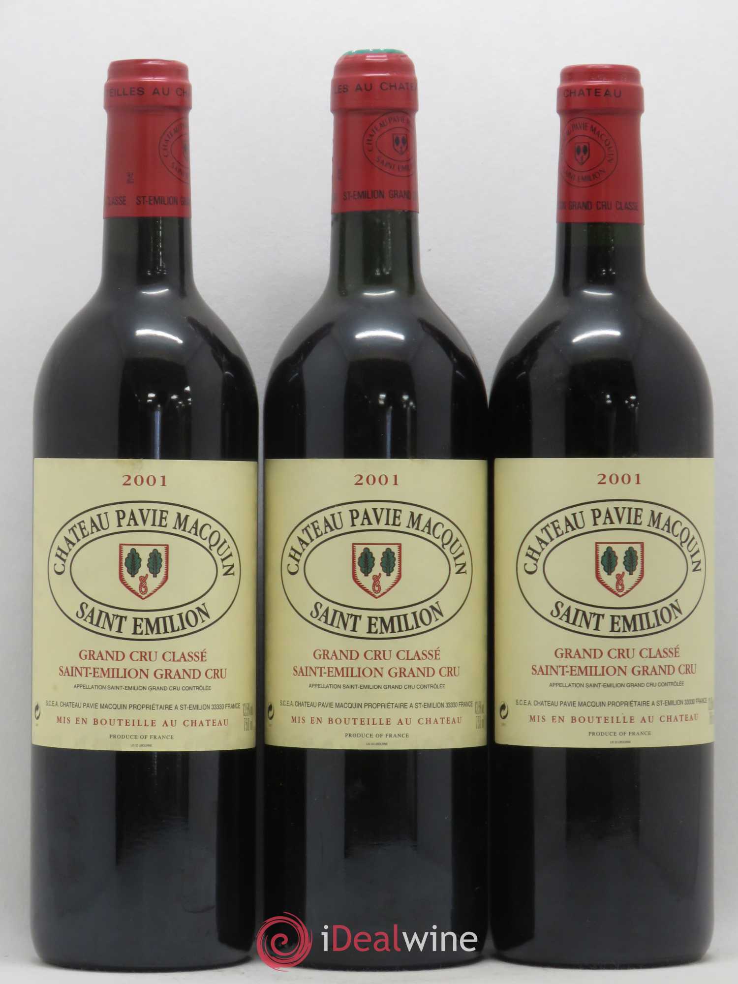 Château Pavie Macquin 1er Grand Cru Classé B 2001 - Lot de 3 bouteilles - 0