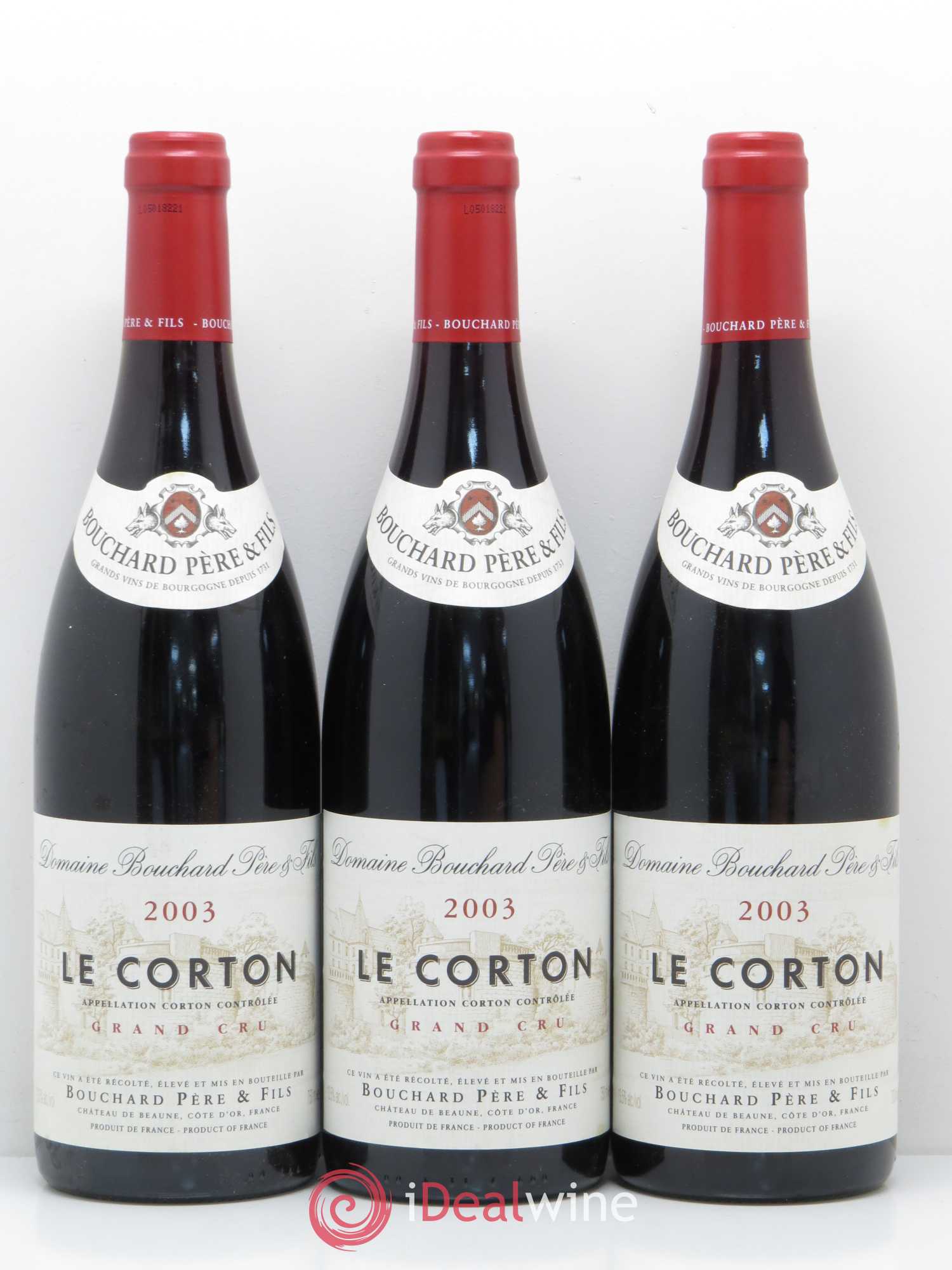 Corton Grand Cru Le Corton Bouchard Père & Fils 2003 - Lot de 3 bouteilles - 0