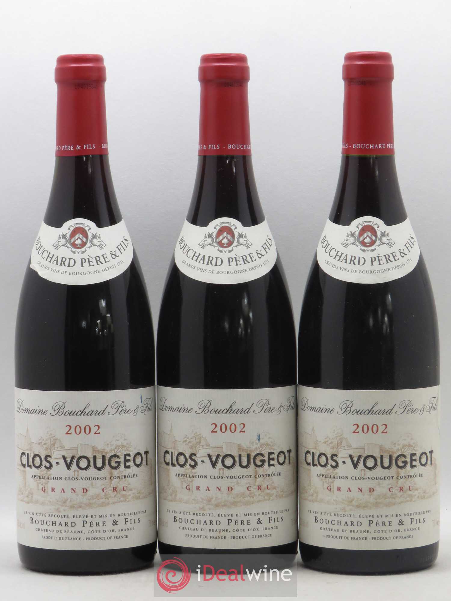 Clos de Vougeot Grand Cru Bouchard Père & Fils 2002 - Lot de 3 bouteilles - 0