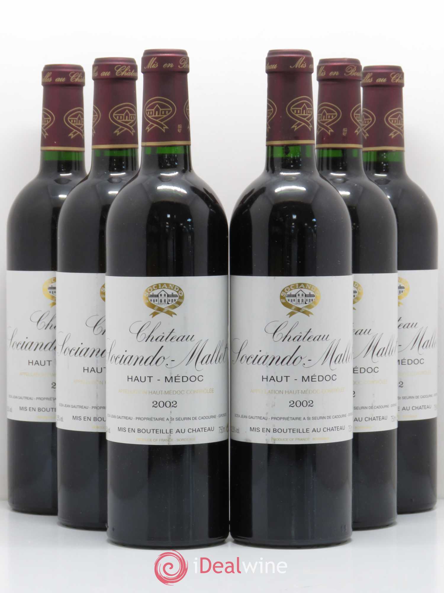 Château Sociando Mallet 2002 - Lot de 6 bouteilles - 0