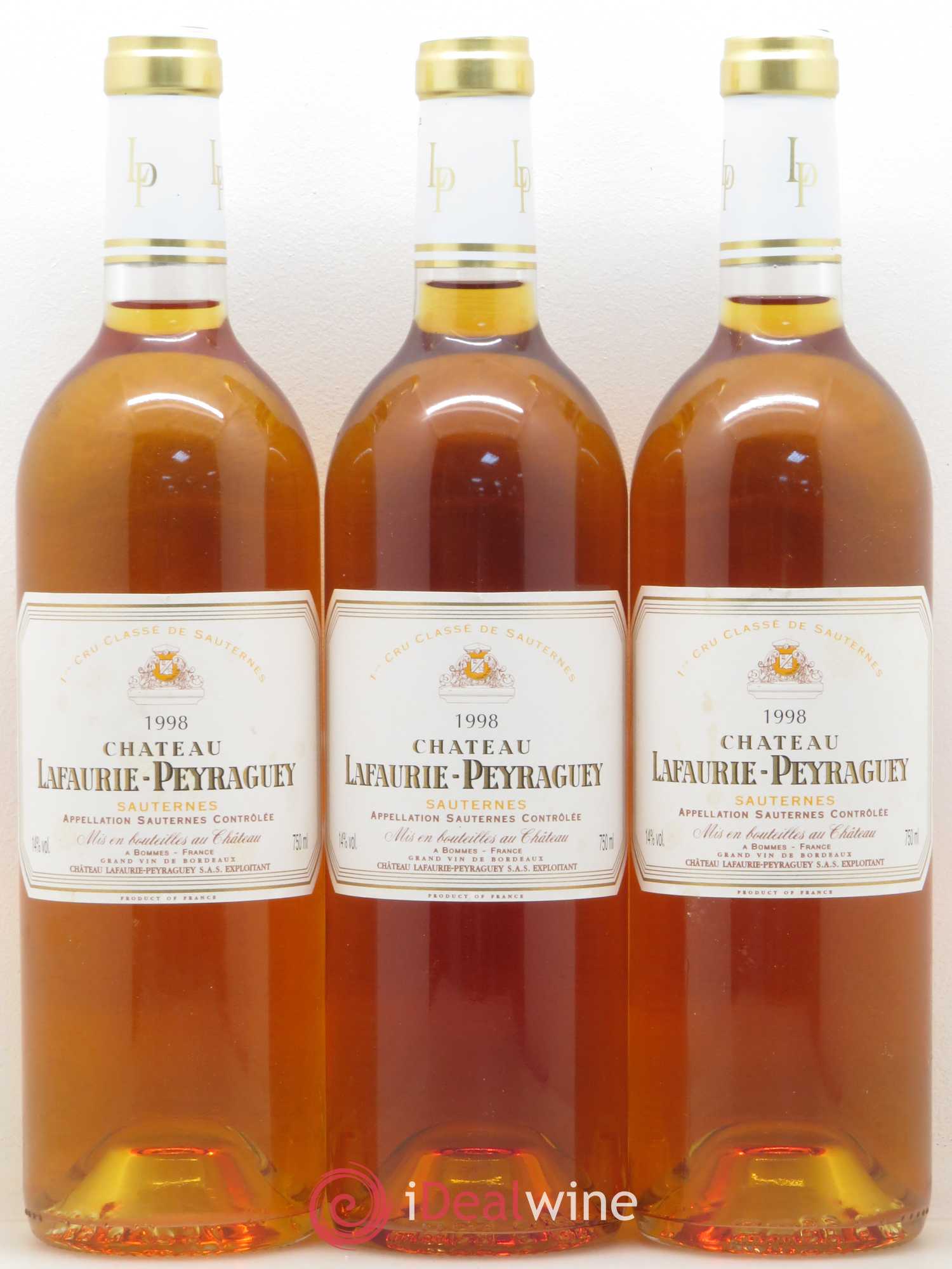 Château Lafaurie-Peyraguey 1er Grand Cru Classé 1998 - Lotto di 3 bottiglie - 0