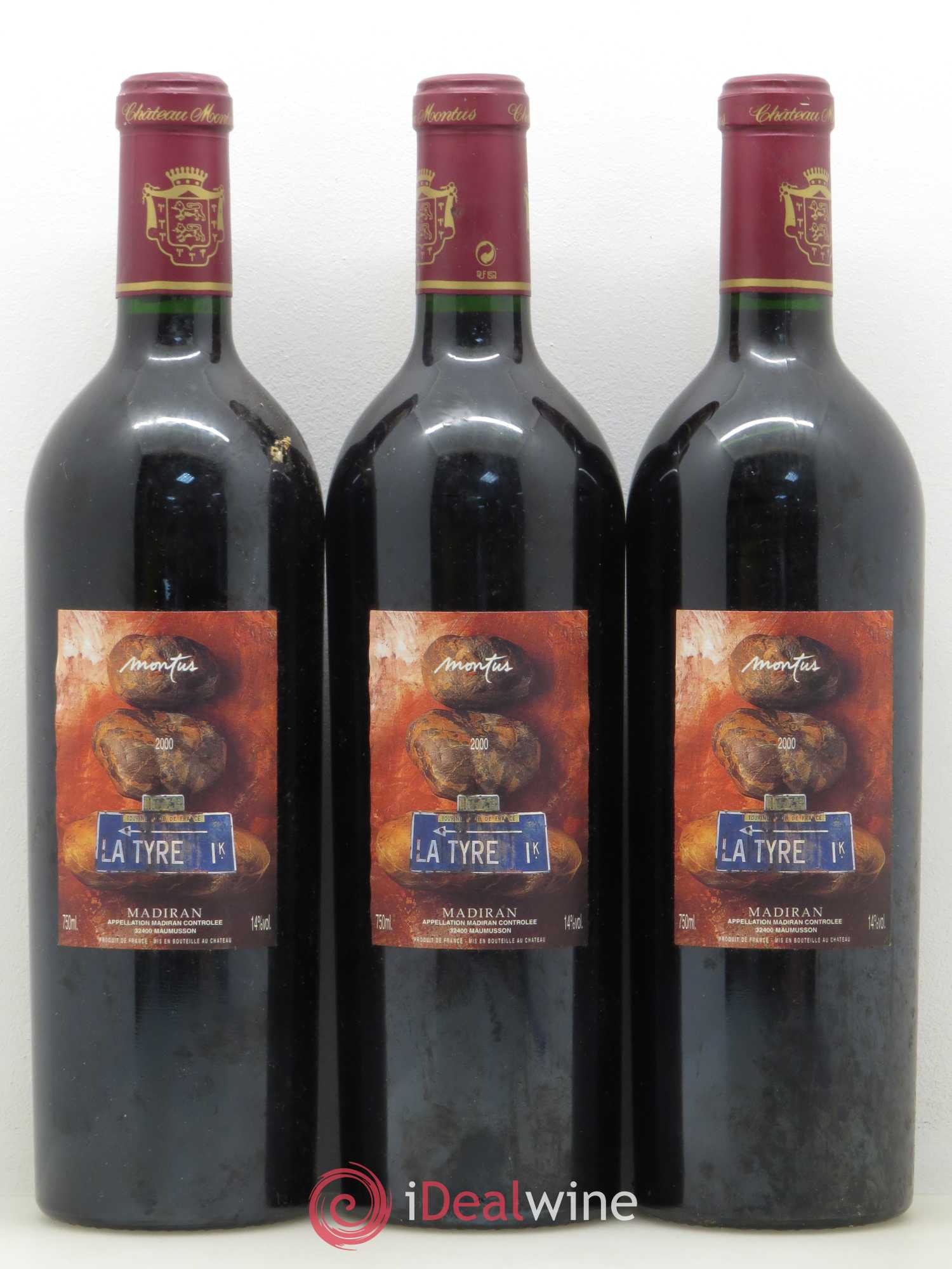 Madiran Château Montus-La Tyre Alain Brumont 2000 - Lot de 3 bouteilles - 0