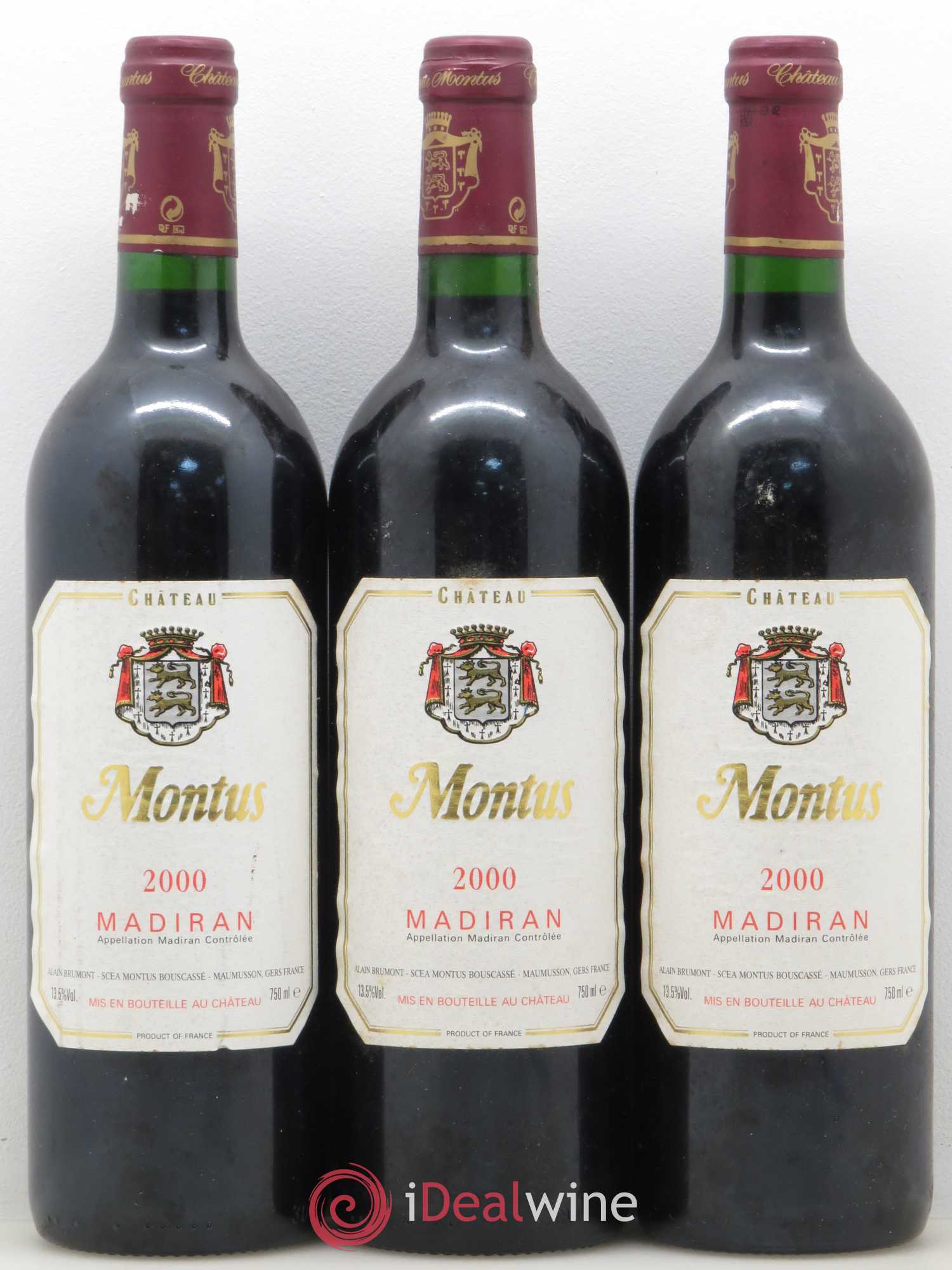 Madiran Château Montus Alain Brumont 2000 - Lot de 3 bouteilles - 0