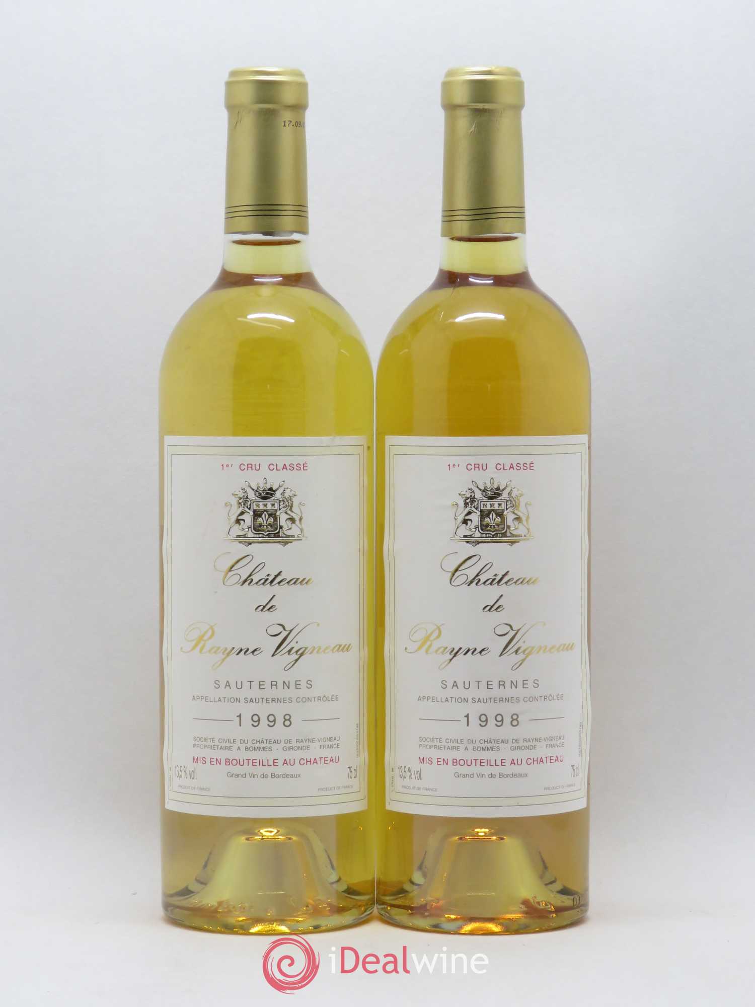 Château de Rayne Vigneau 1er Grand Cru Classé 1998 - Lotto di 2 bottiglie - 0