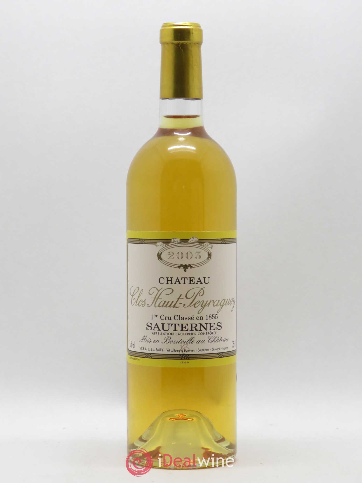 Clos Haut-Peyraguey 1er Grand Cru Classé 2003 - Lotto di 1 bottiglia - 0