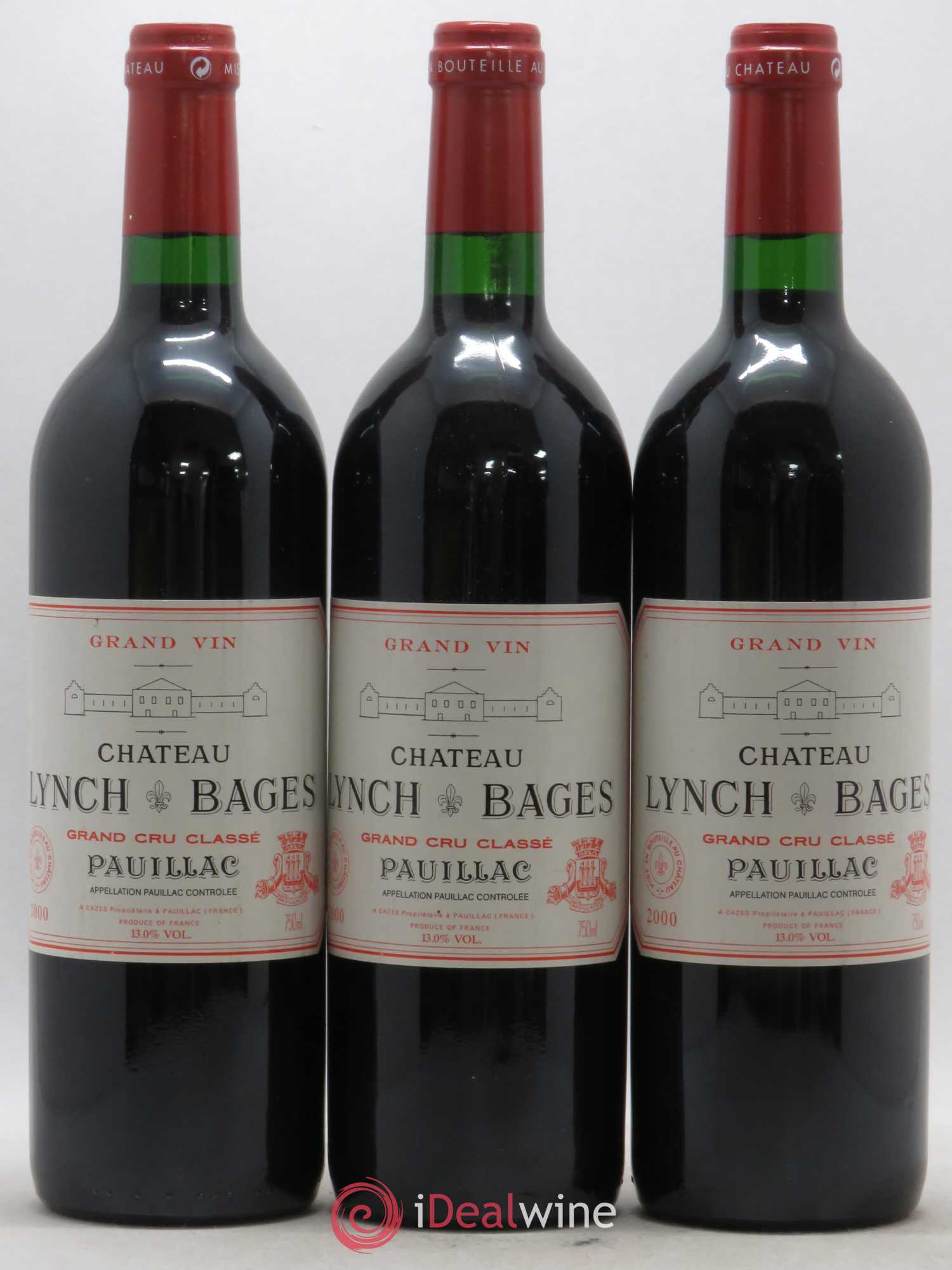 Château Lynch Bages 5ème Grand Cru Classé 2000 - Lot de 3 bouteilles - 0