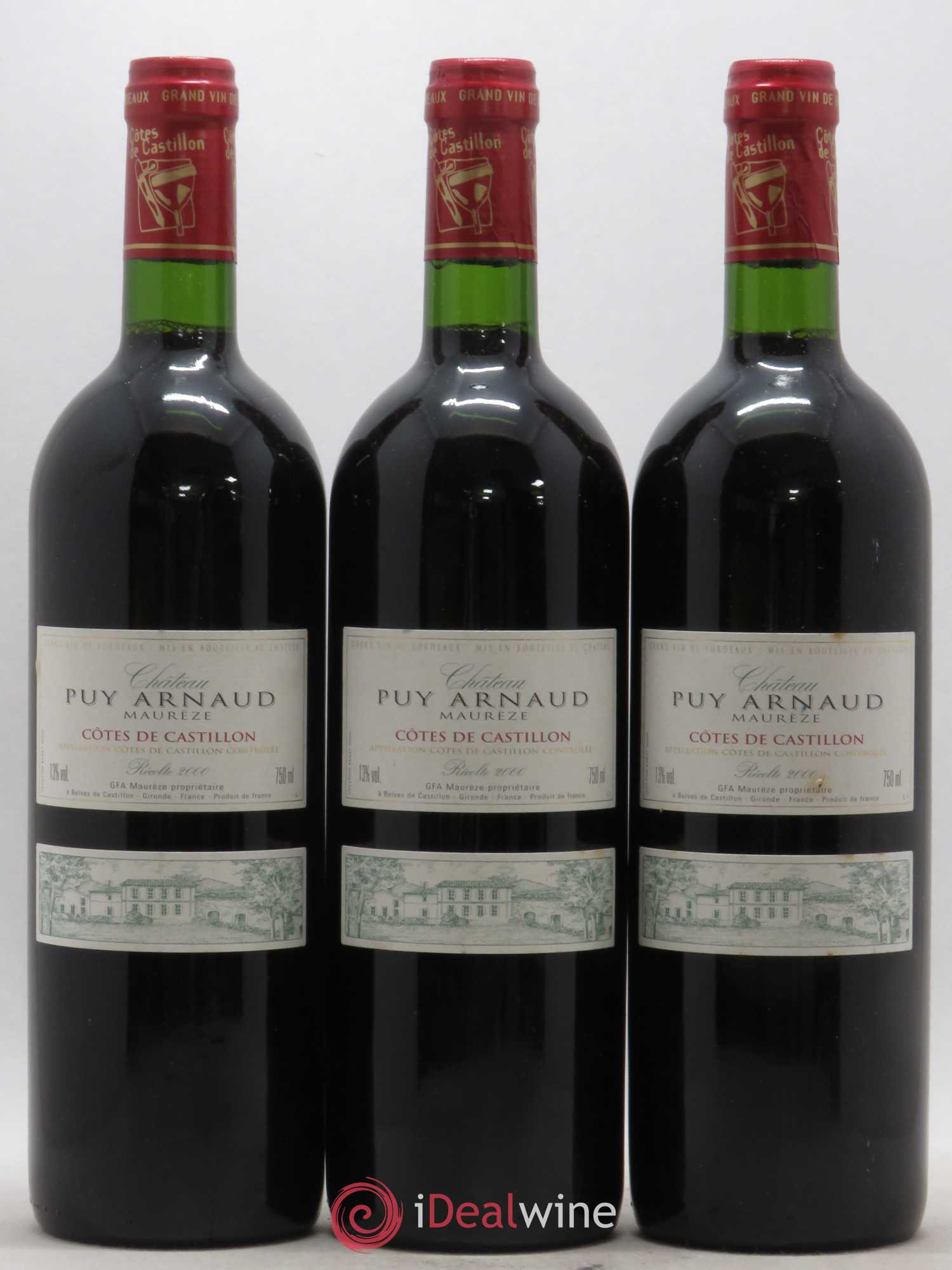 Castillon-Côtes-de-Bordeaux (Côtes-de-Castillon) Chateau Puy Arnaud Maureze (sans prix de réserve) 2000 - Posten von 3 Flaschen - 0