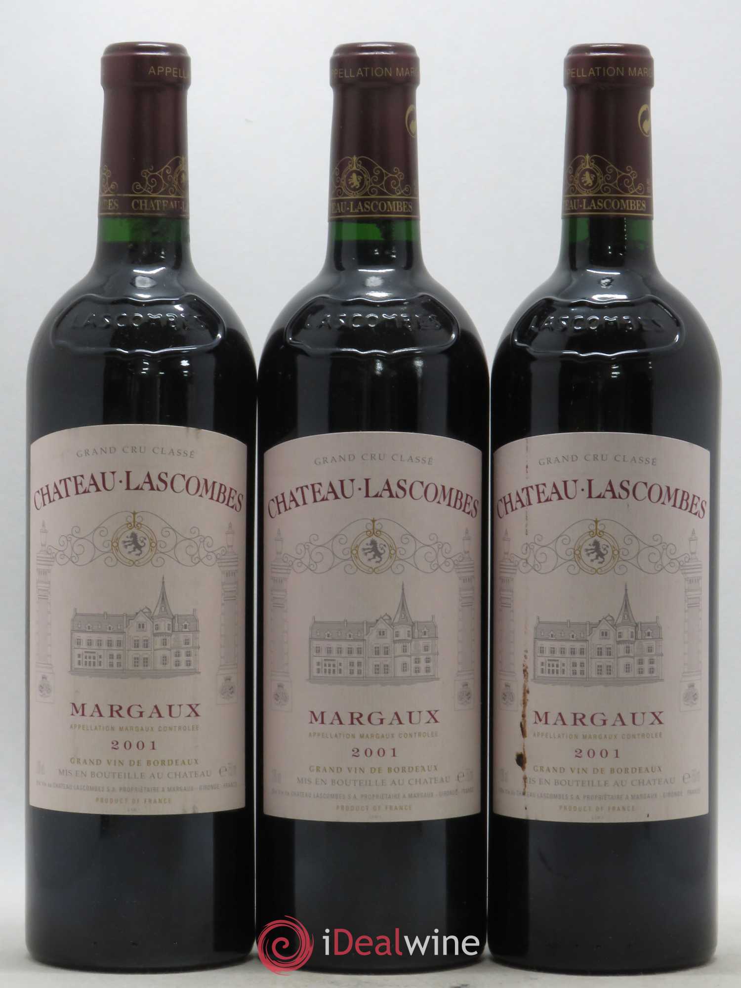Château Lascombes 2ème Grand Cru Classé 2001 - Lot de 3 bouteilles - 0