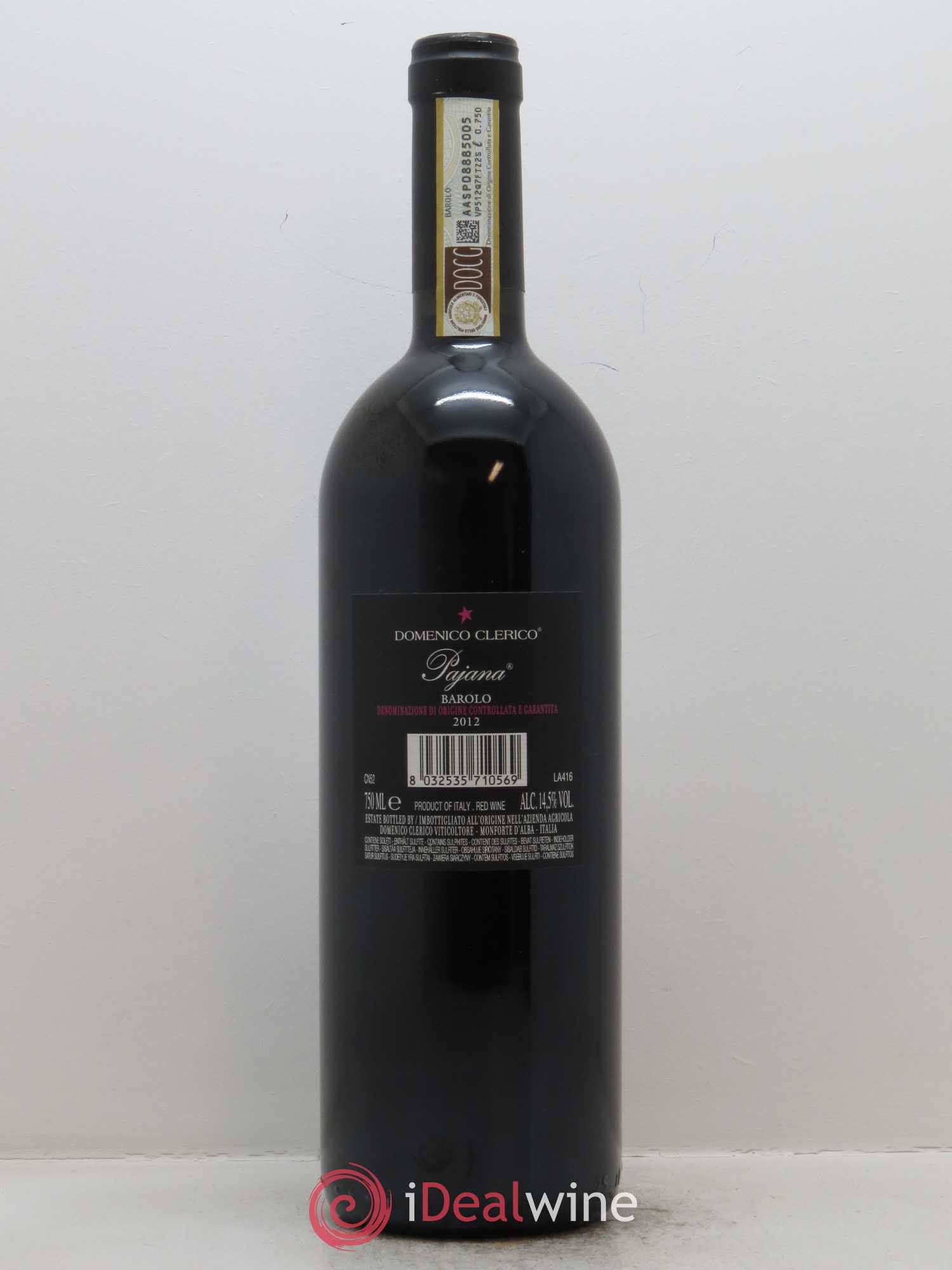 Barolo DOCG Pajana Domenico Clerico 2012 - Lot de 1 bouteille - 1