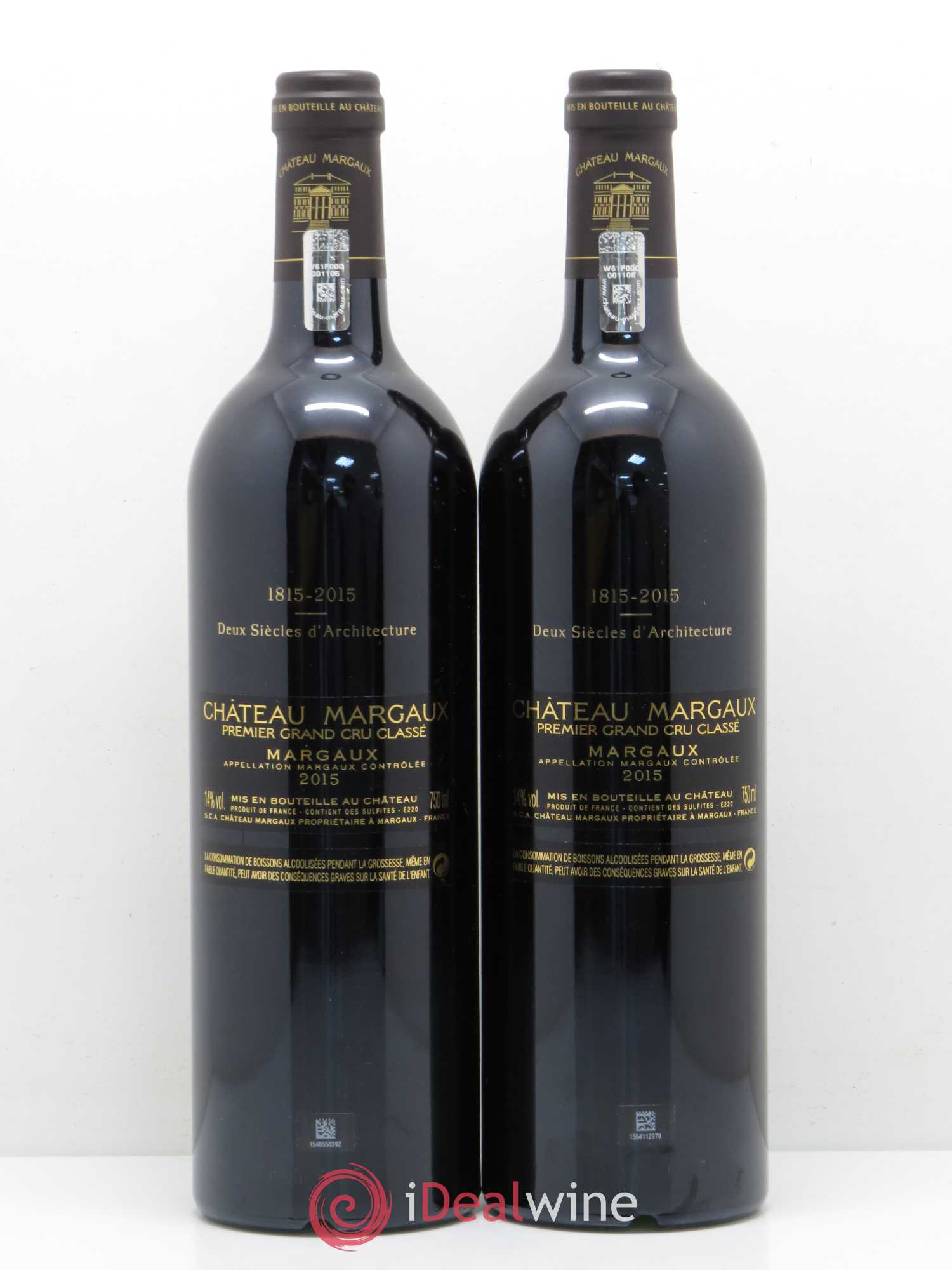 Château Margaux 1er Grand Cru Classé 2015 - Lot de 2 bouteilles - 1