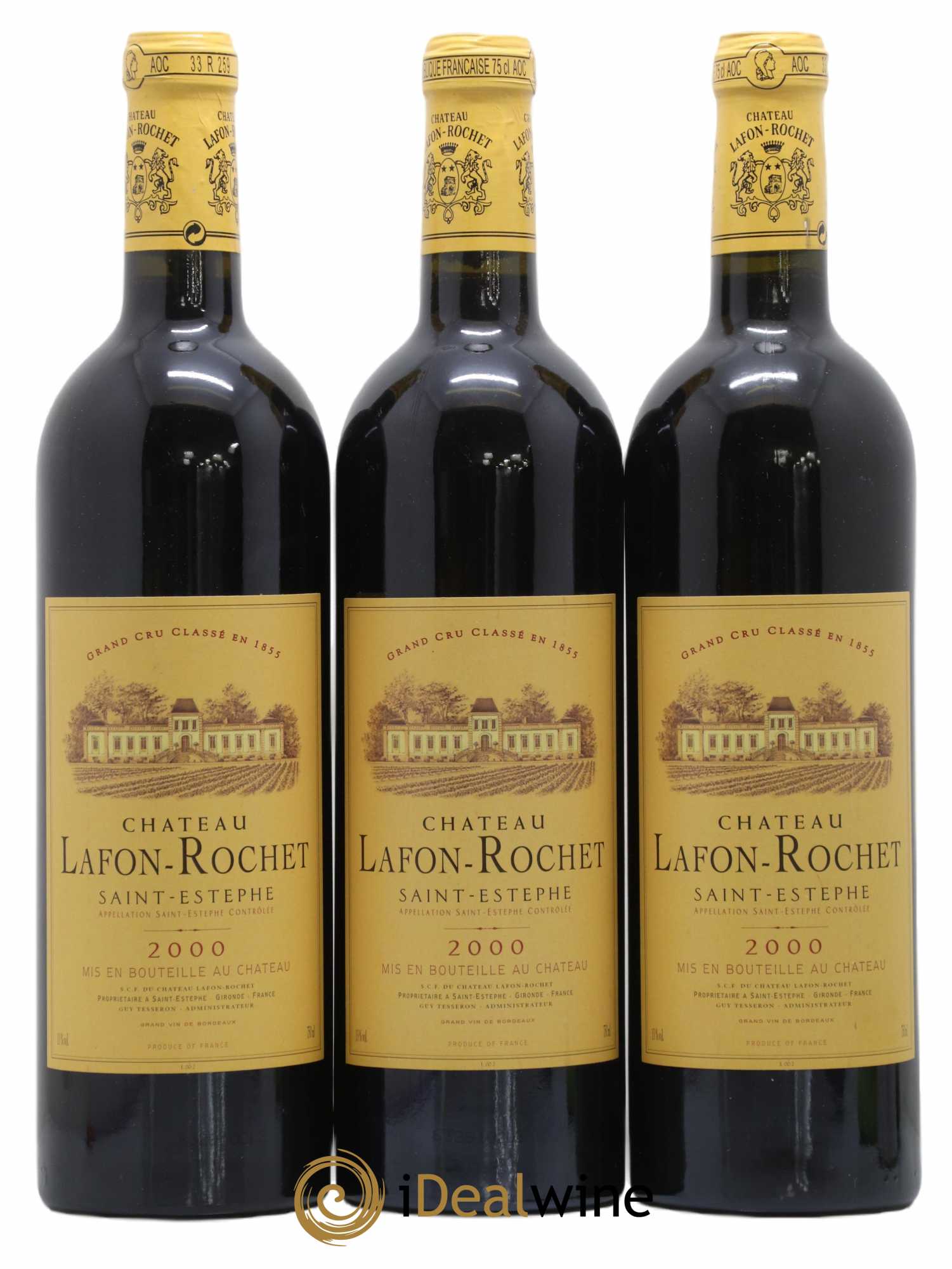 Château Lafon Rochet 4ème Grand Cru Classé 2000 - Lot de 3 bouteilles - 0
