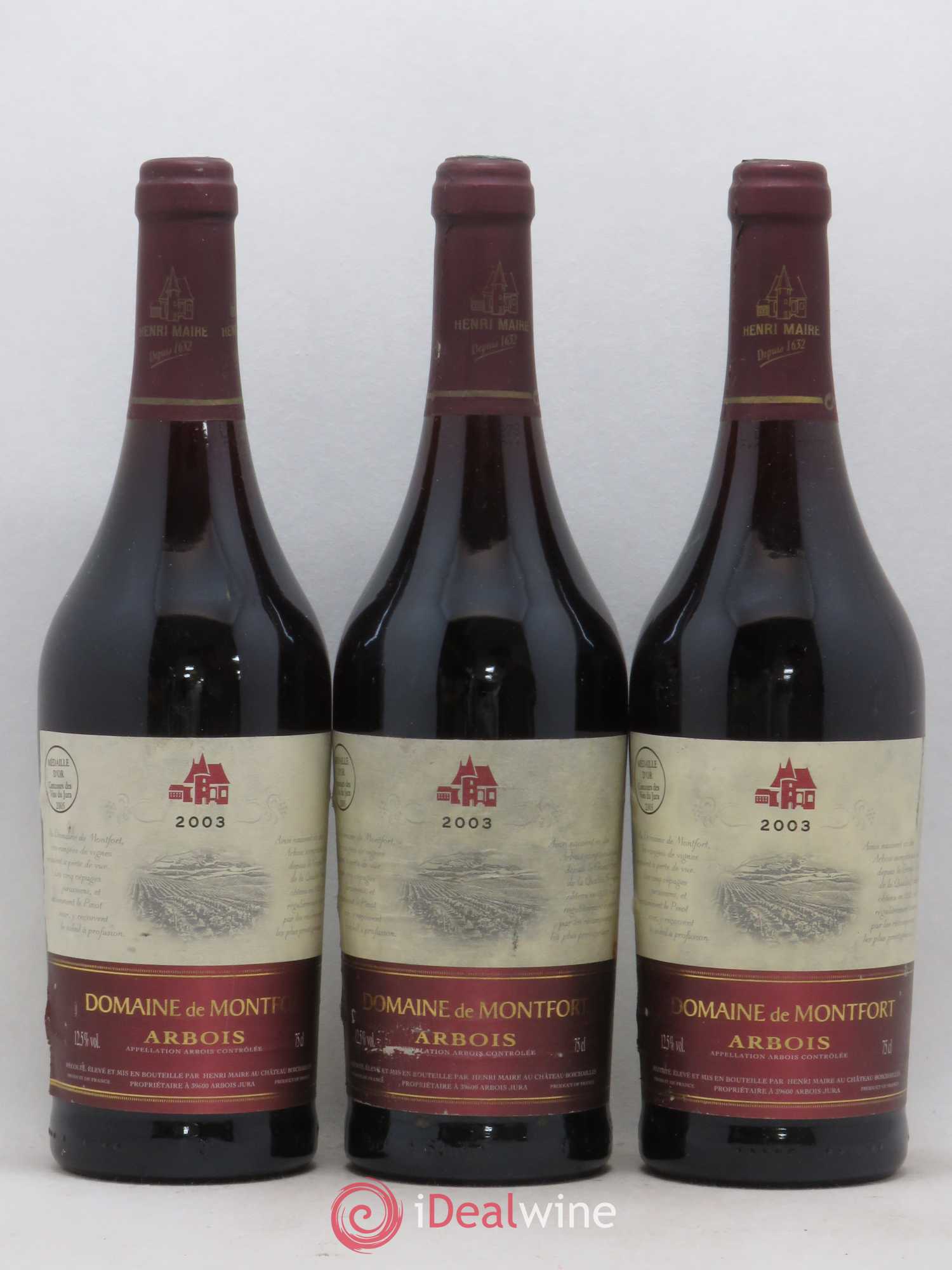 Arbois Domaine de Montfort Henri Maire (sans prix de réserve) 2003 - Posten von 3 Flaschen - 0
