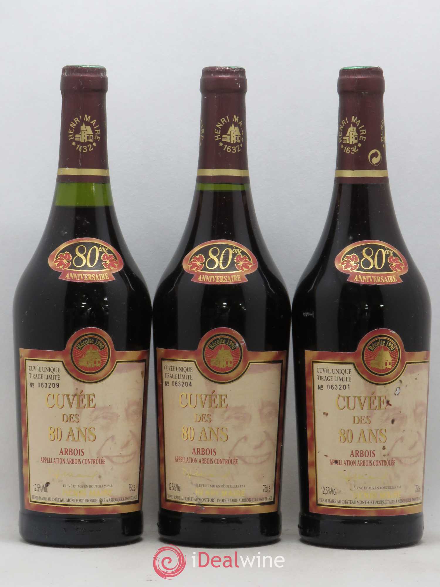 Arbois Cuvée des 80 ans Henri Maire 1990 - Posten von 3 Flaschen - 0
