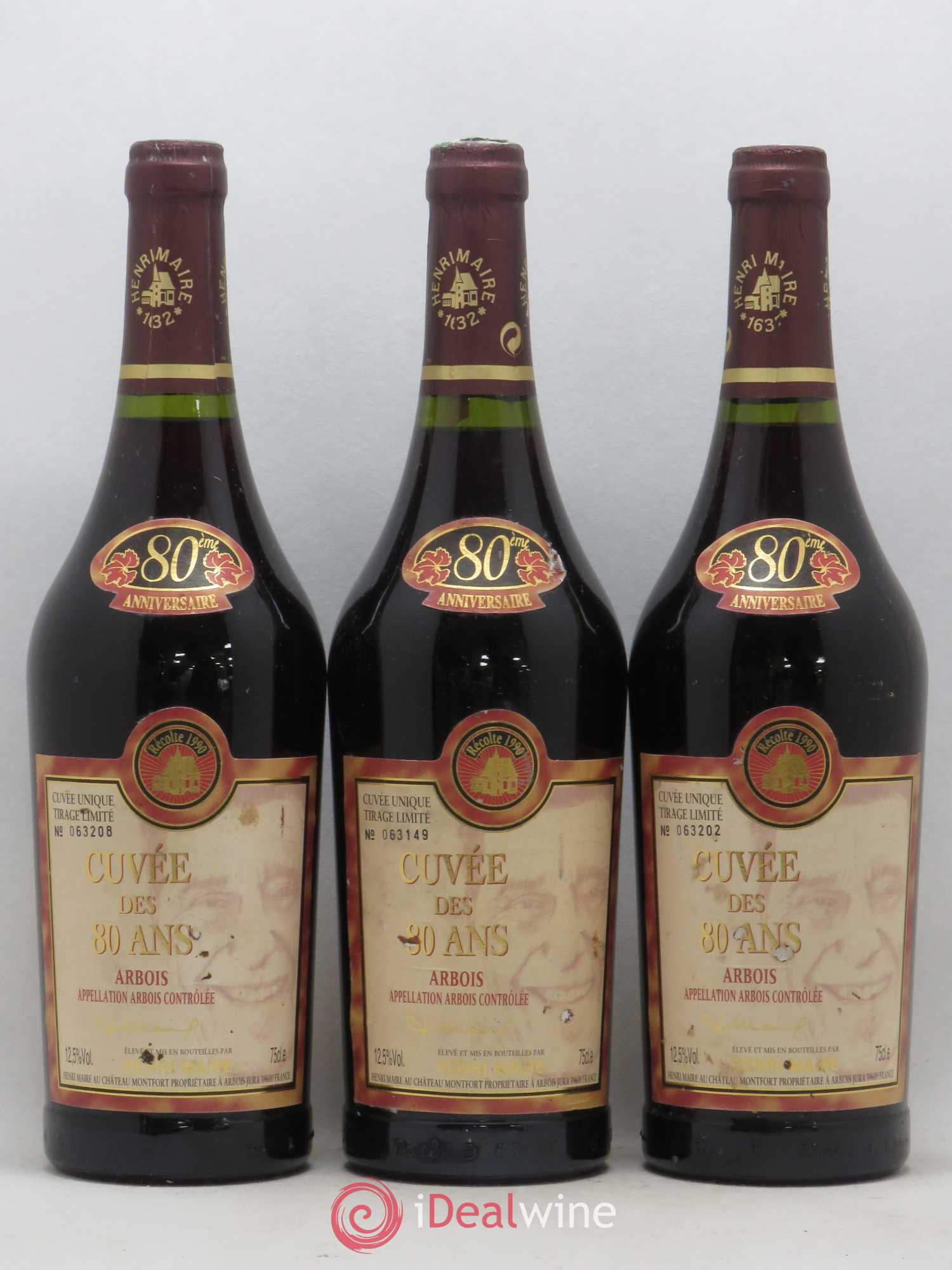 Arbois Cuvée des 80 ans Henri Maire 1990 - Posten von 3 Flaschen - 0