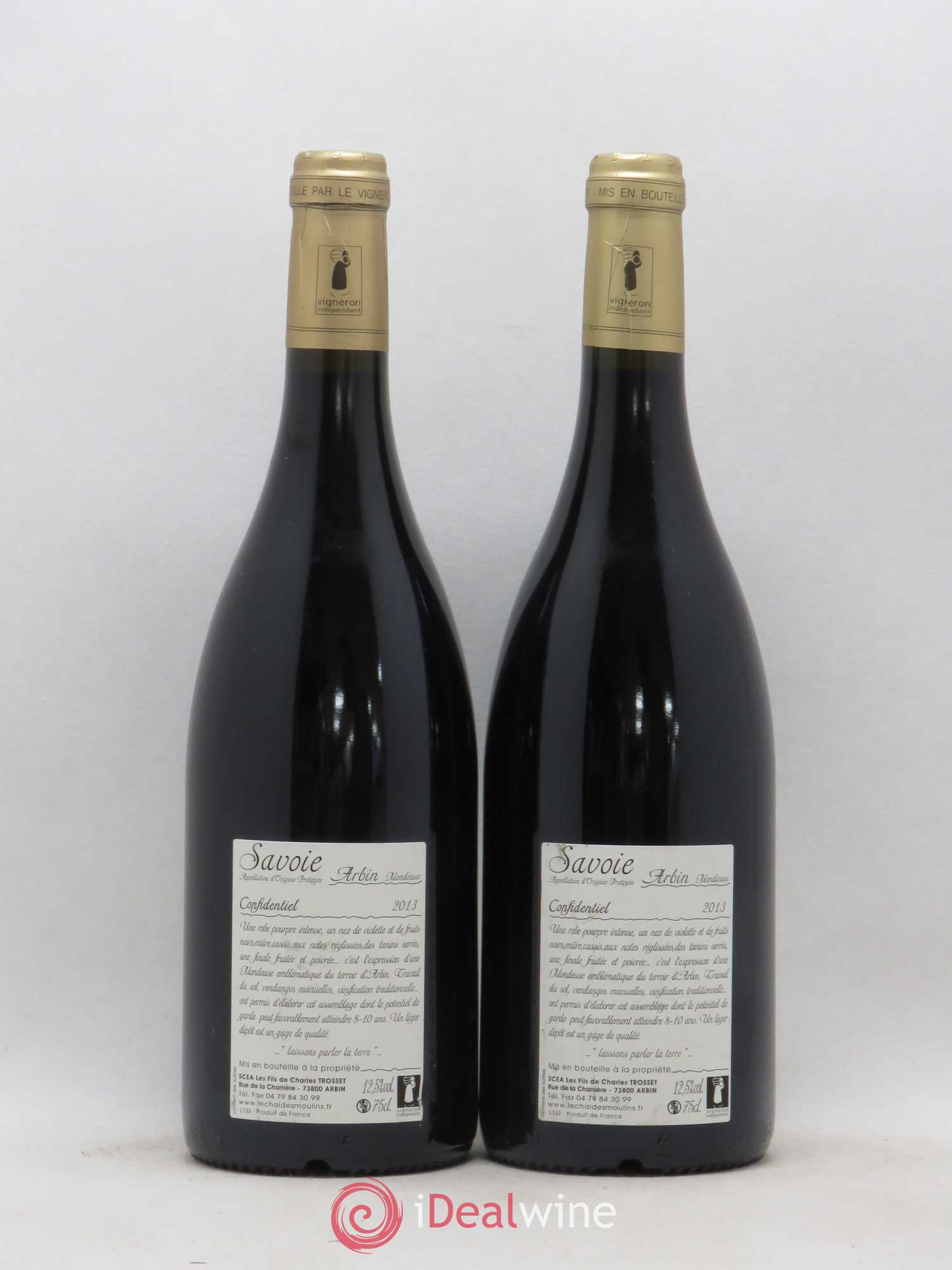Vin de Savoie Arbin Mondeuse Confidentiel Trosset 2013 - Lot de 2 bouteilles - 1