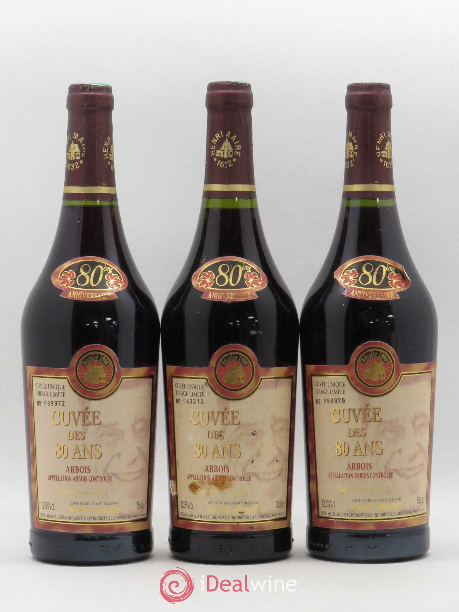 Arbois Cuvée des 80 Ans Henri Maire 1990 - Posten von 3 Flaschen - 0