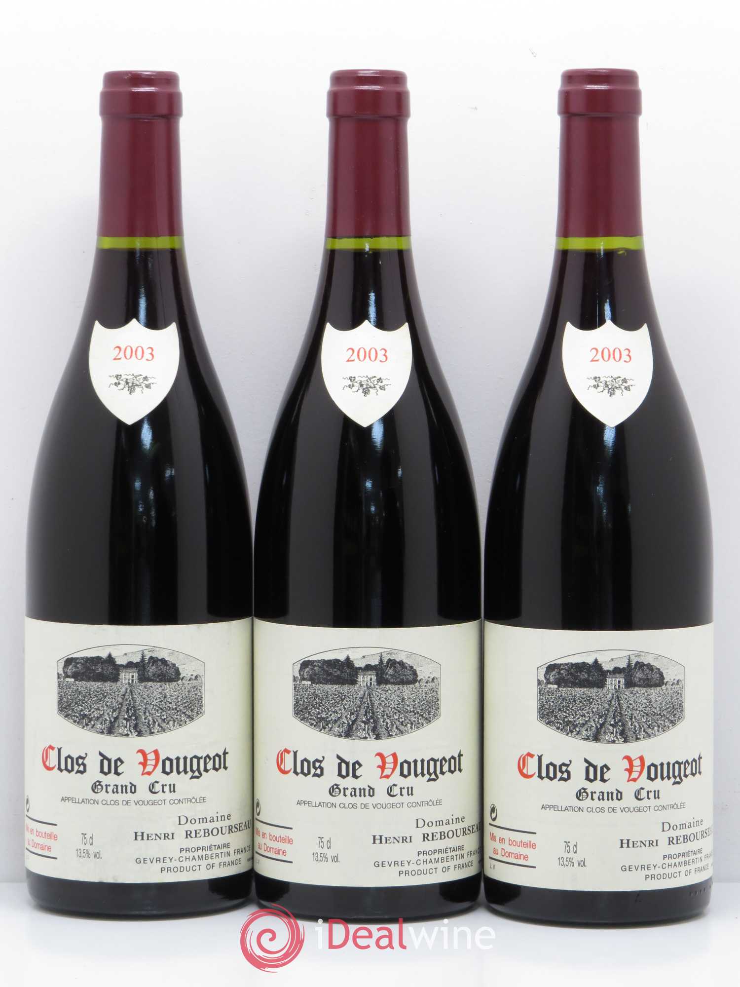 Clos de Vougeot Grand Cru Henri Rebourseau (Domaine) 2003 - Lot de 3 bouteilles - 0