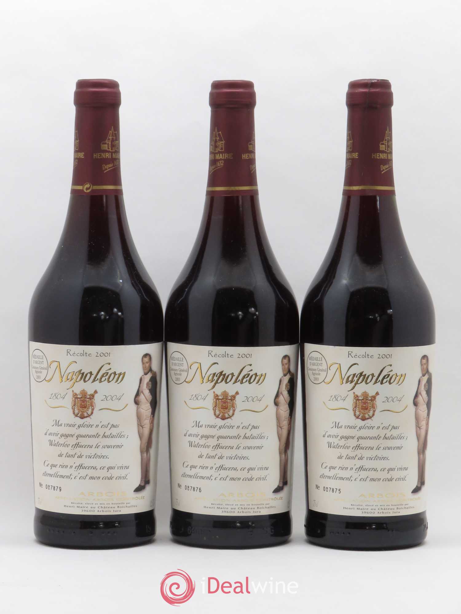 Arbois Napoléon Henri Maire (sans prix de réserve) 2001 - Posten von 3 Flaschen - 0