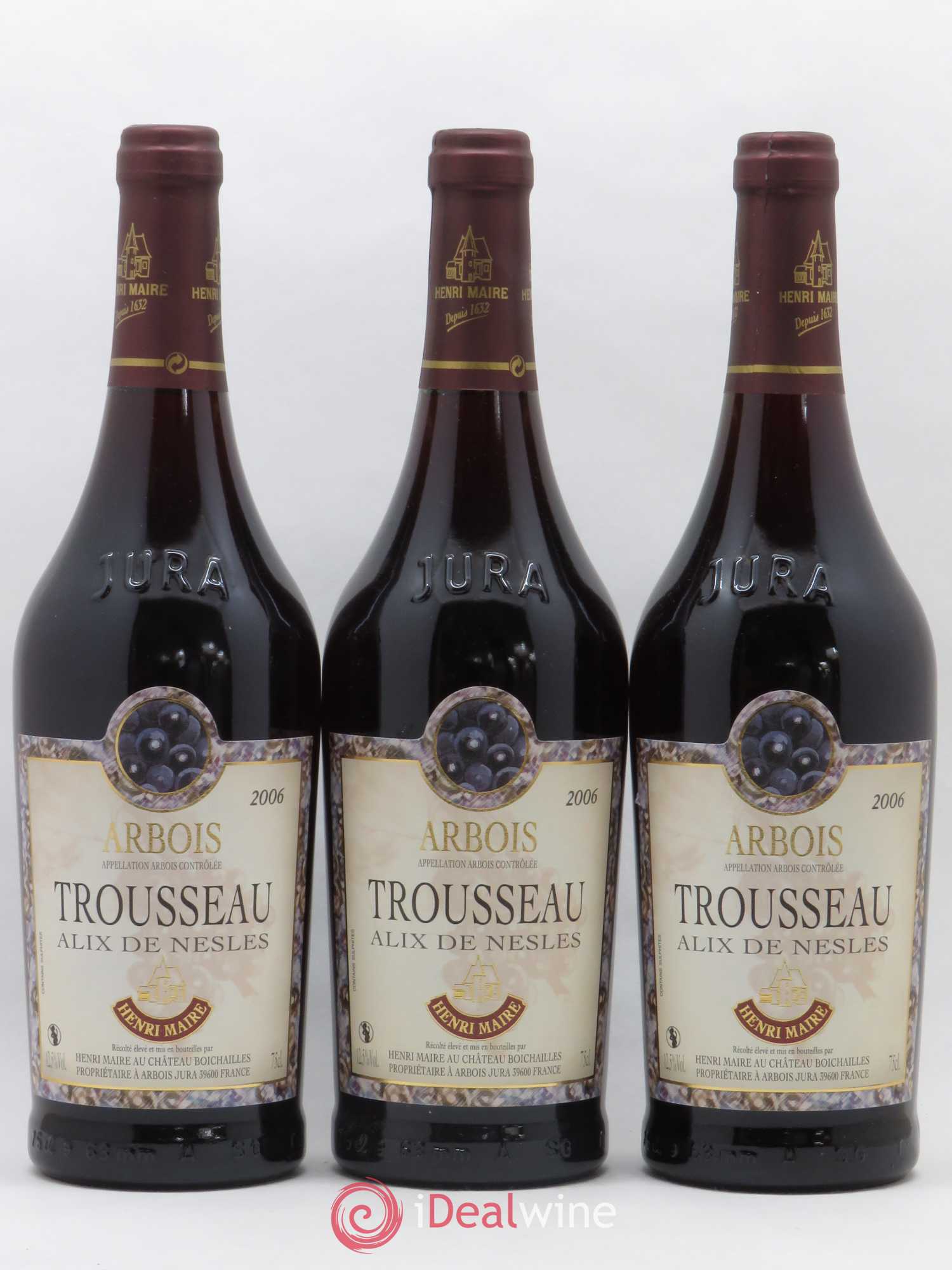 Arbois Alix de Nesles Trousseau Henri Maire 2006 - Posten von 3 Flaschen - 0