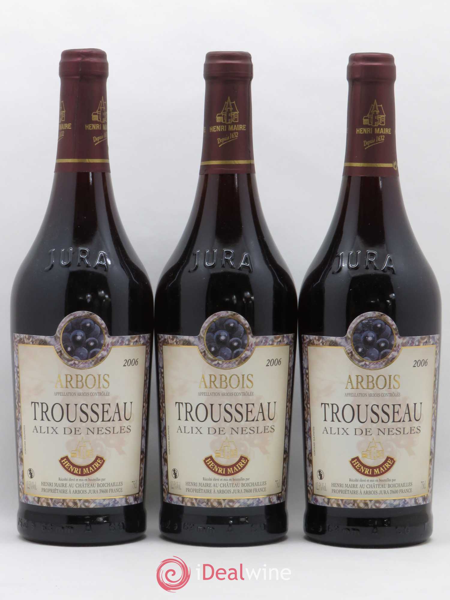 Arbois Alix de Nesles Trousseau Henri Maire 2006 - Posten von 3 Flaschen - 0