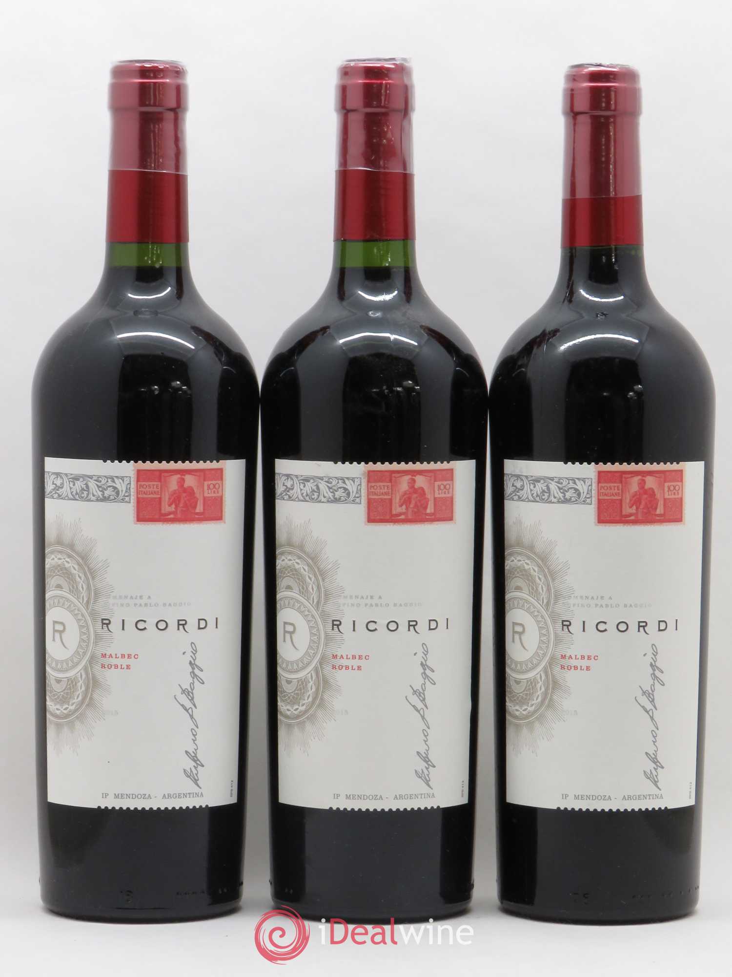 Mendoza Ricordi Mendoza Malbec Roble (sans prix de réserve) 2015 - Posten von 3 Flaschen - 0