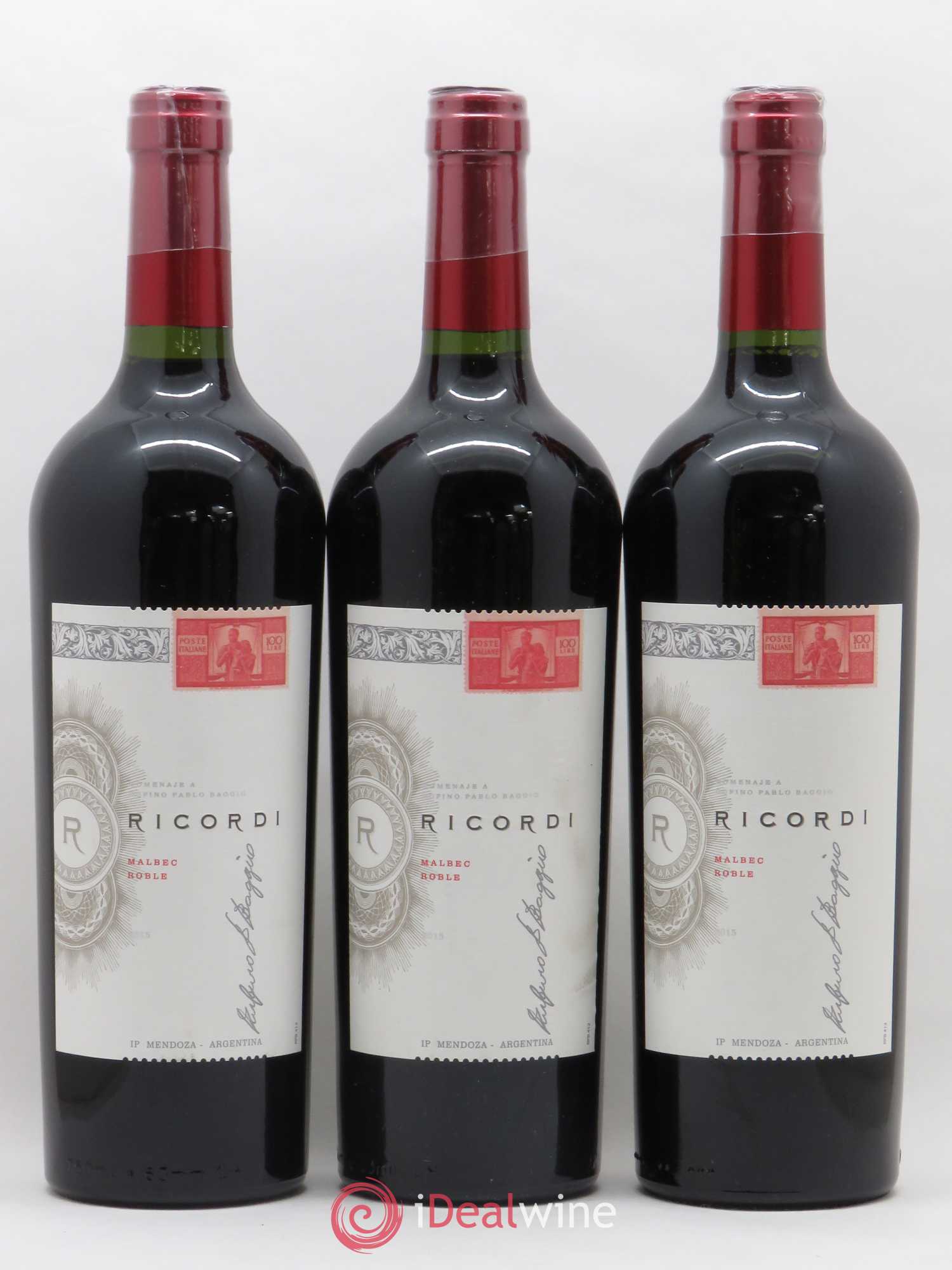 Mendoza Ricordi Mendoza Malbec Roble (sans prix de réserve) 2015 - Posten von 3 Flaschen - 0