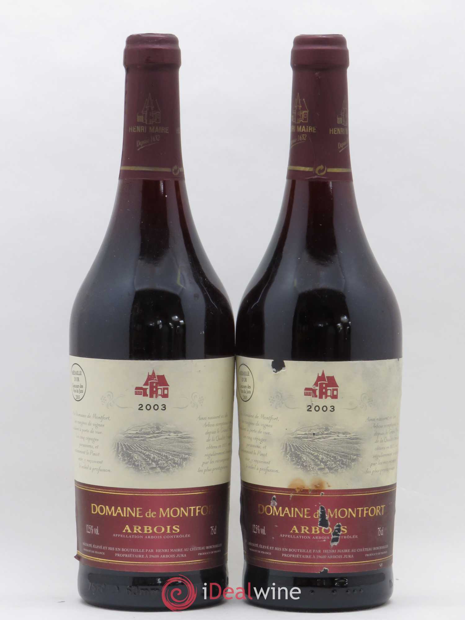 Arbois Domaine de Montfort Henri Maire (sans prix de réserve) 2003 - Posten von 2 Flaschen - 0