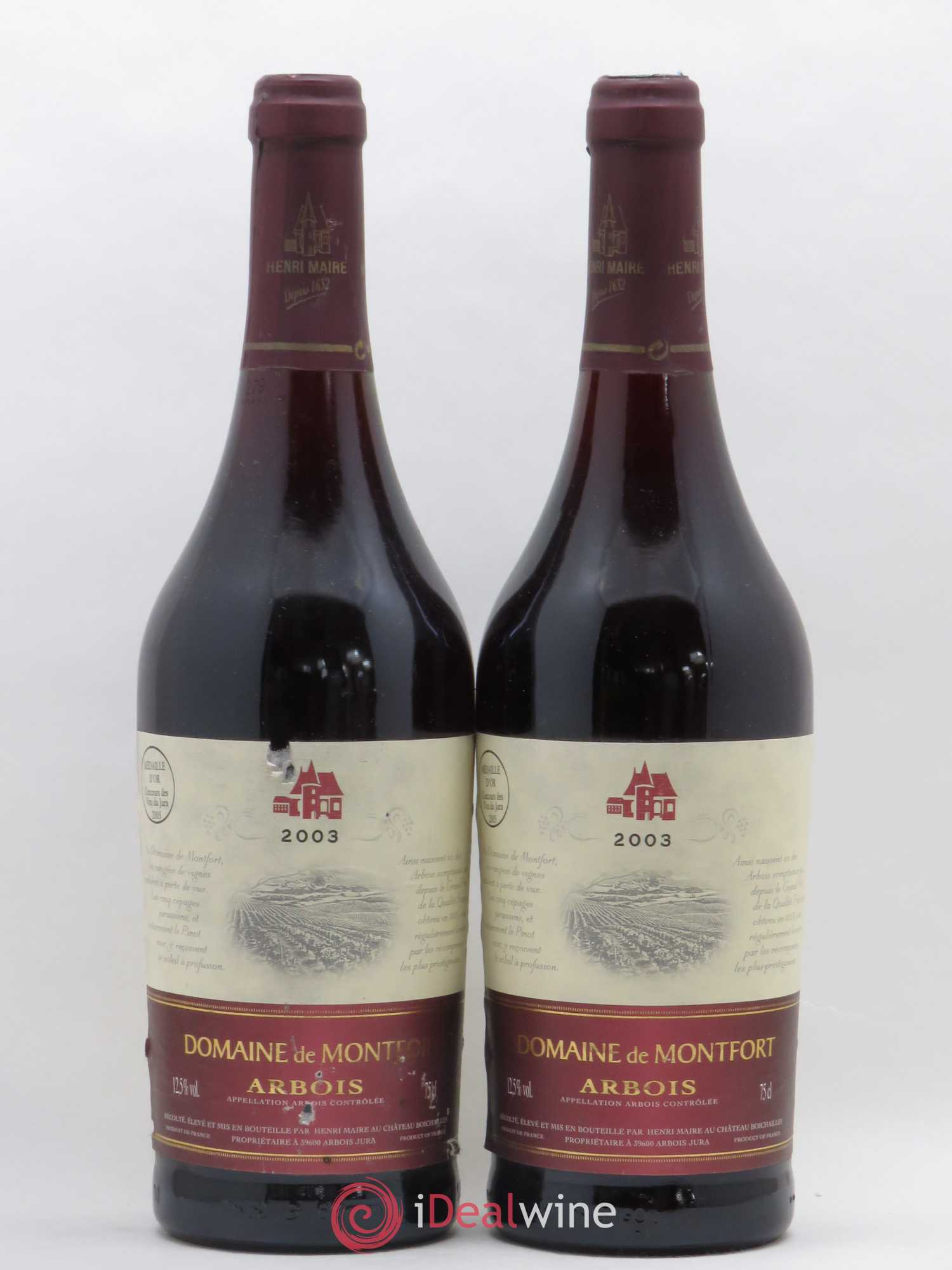 Arbois Domaine de Montfort Henri Maire (sans prix de réserve) 2003 - Posten von 2 Flaschen - 0