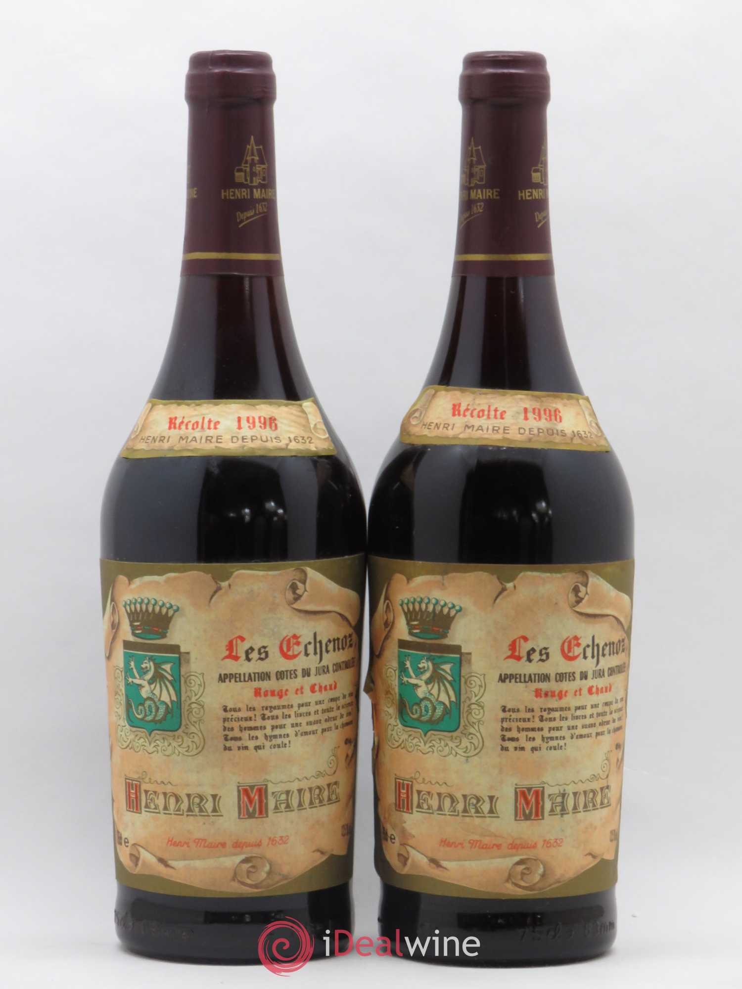 Côtes du Jura Les Echenoz Henri Maire 1996 - Lot de 2 bouteilles - 0