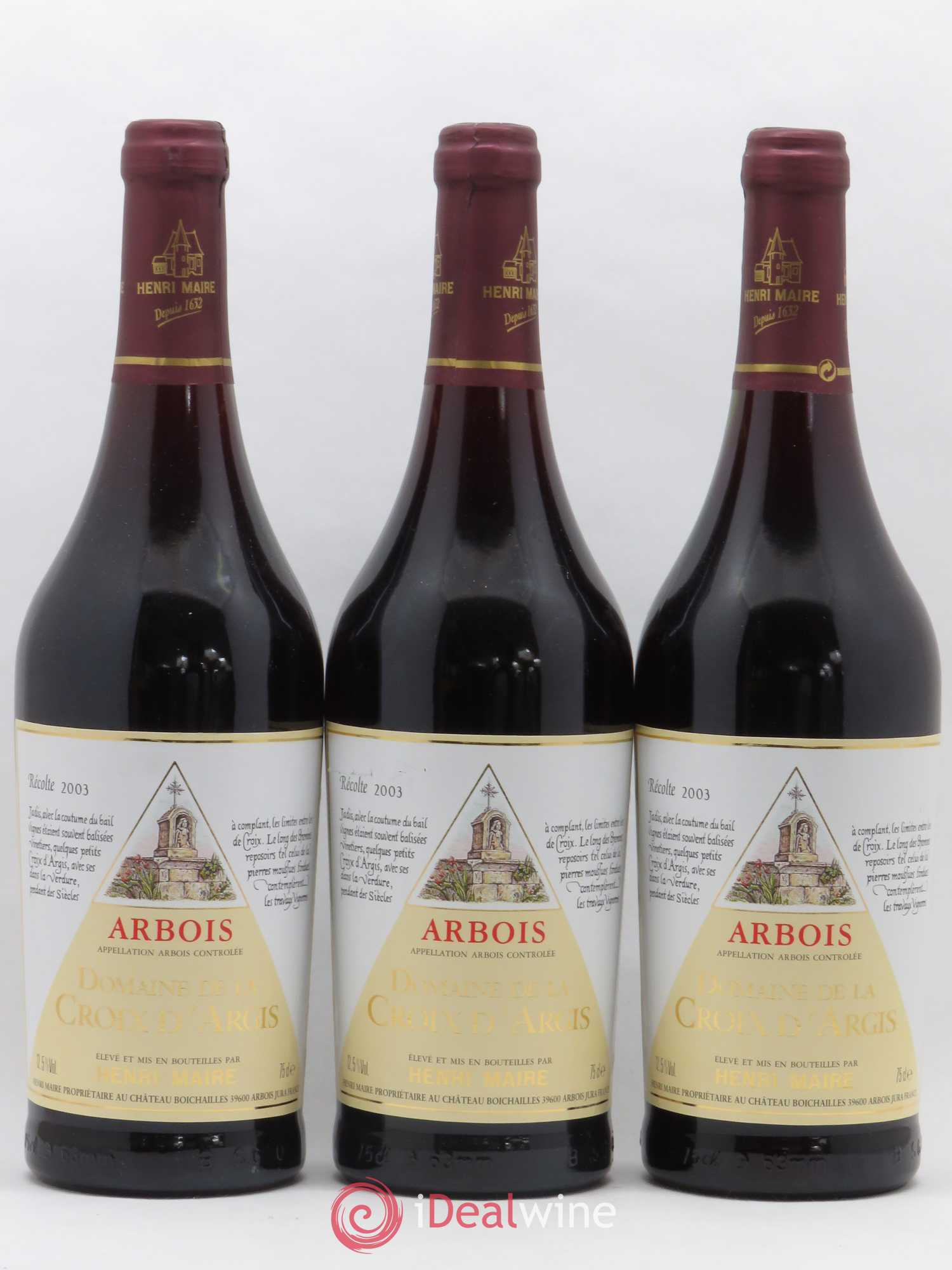 Arbois Domaine de La Croix d'Argis Henri Maire 2003 - Lot de 3 bouteilles - 0