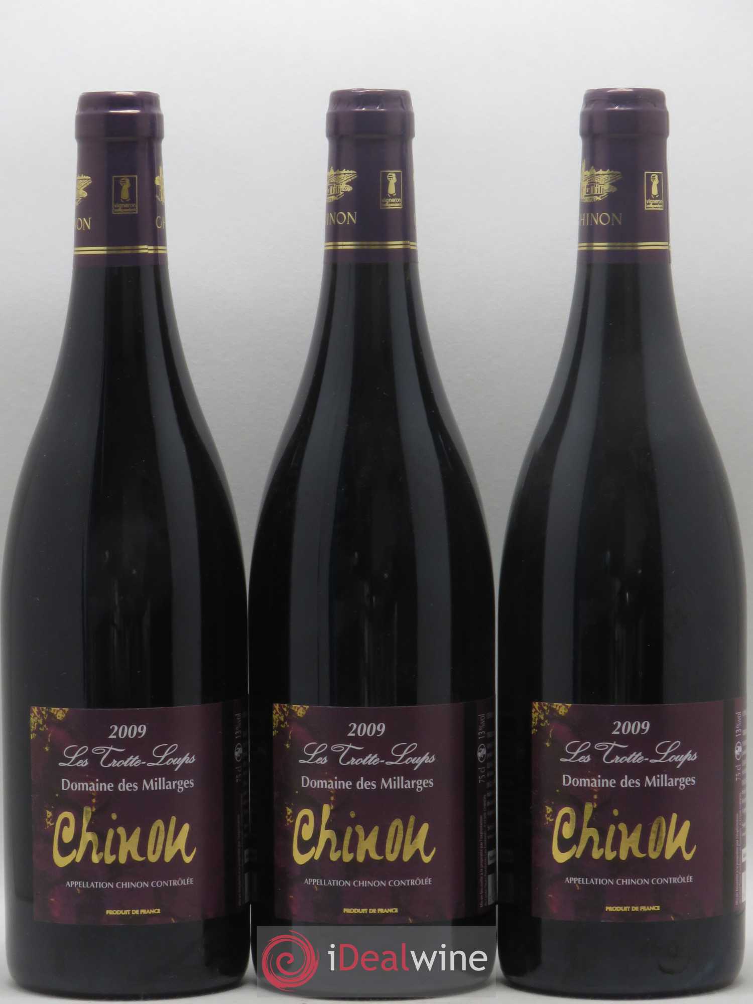 Chinon Les Trottes Loups Domaine des Millarges 2009 - Posten von 3 Flaschen - 0
