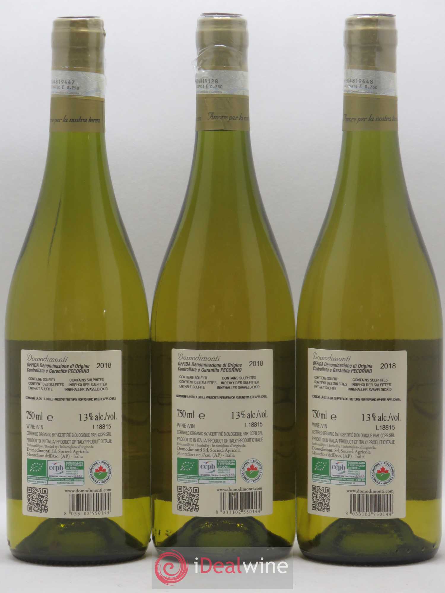 Italie Domodimonti Offida LiCoste Pecorino (sans prix de réserve) 2018 - Posten von 3 Flaschen - 1
