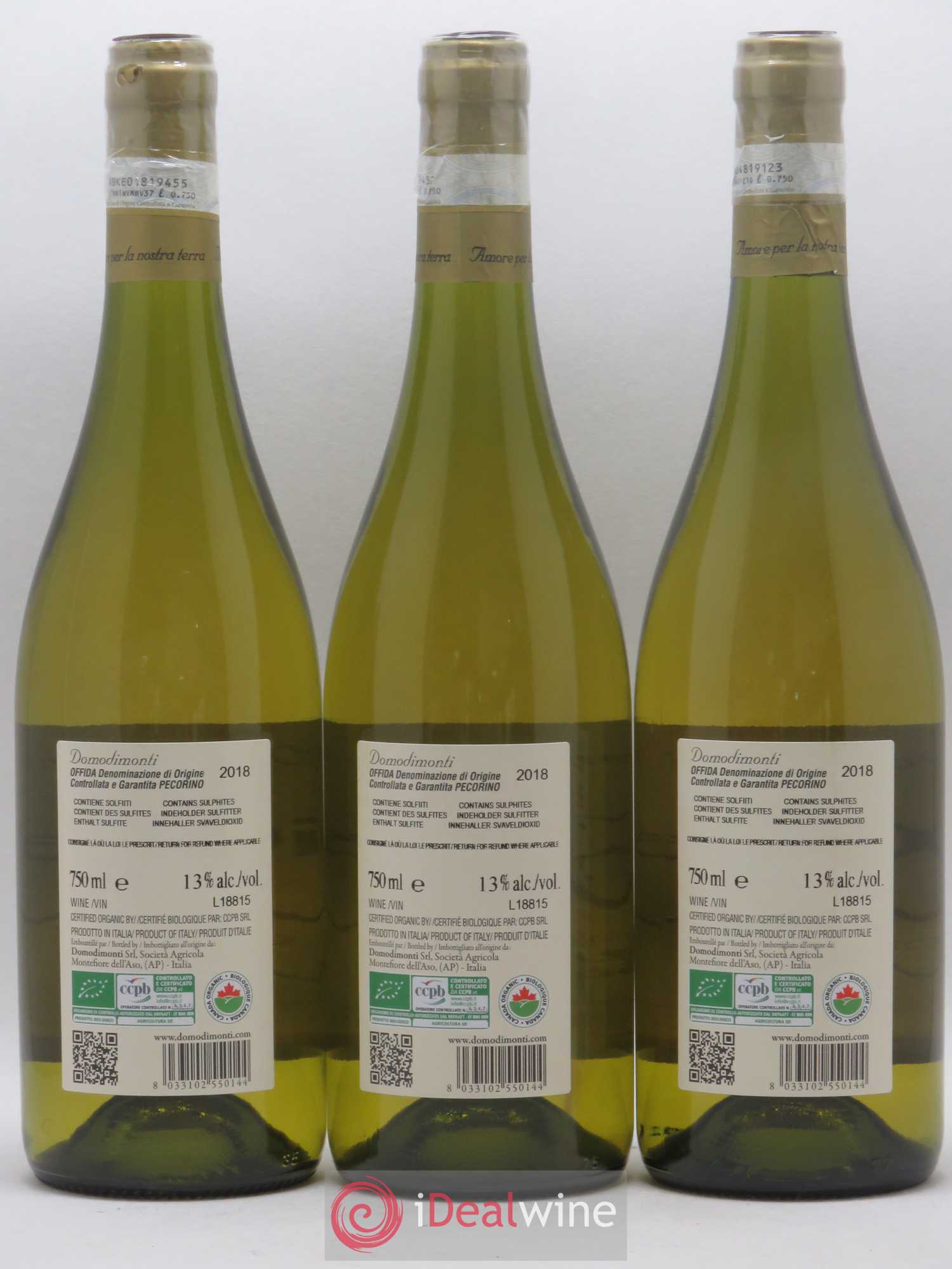 Italie Domodimonti Offida LiCoste Pecorino (sans prix de réserve) 2018 - Posten von 3 Flaschen - 1