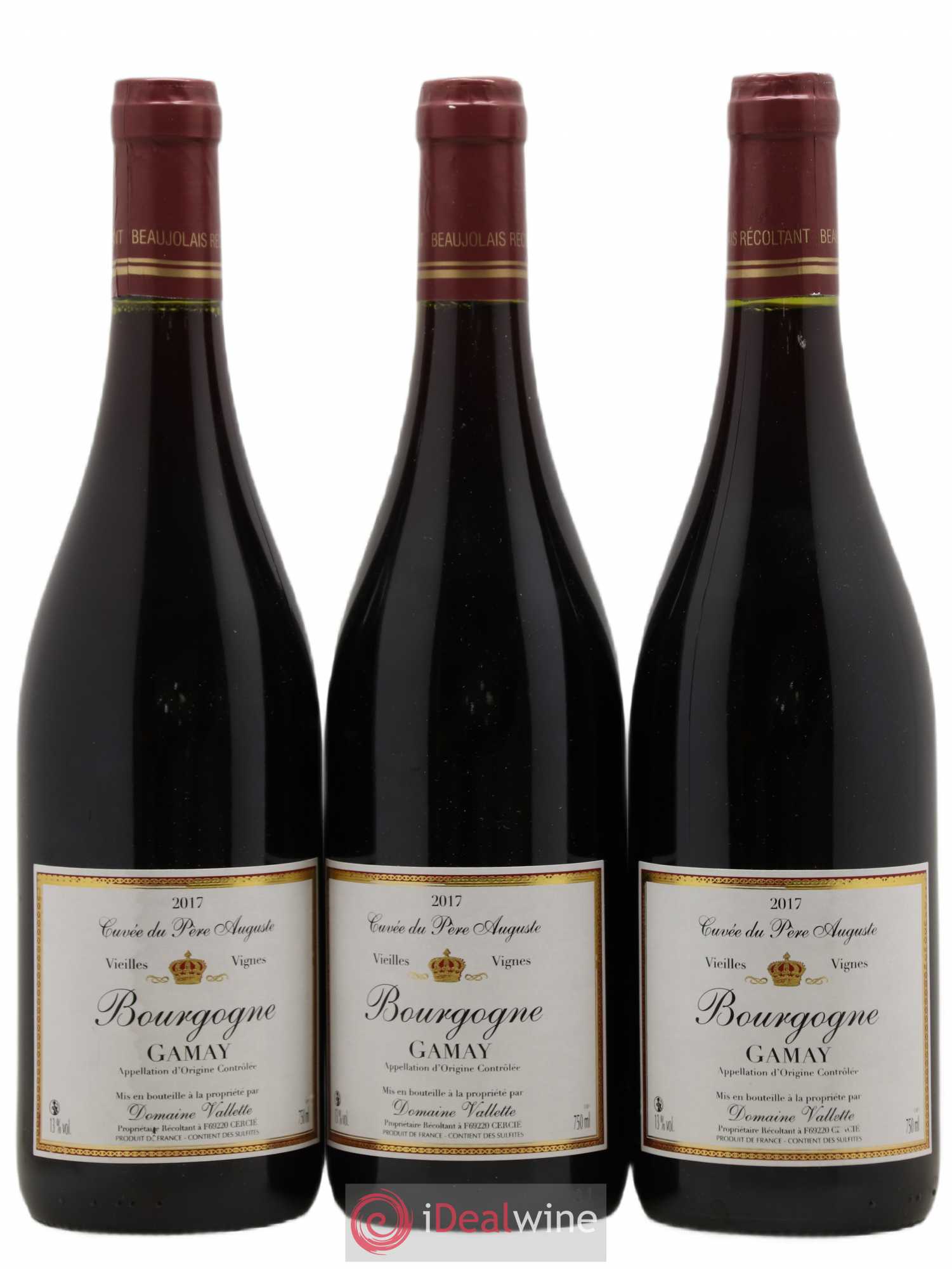 Bourgogne Domaine Vallette Gamay Vieilles Vignes Cuvee du Pere Auguste 2017 - Posten von 3 Flaschen - 0