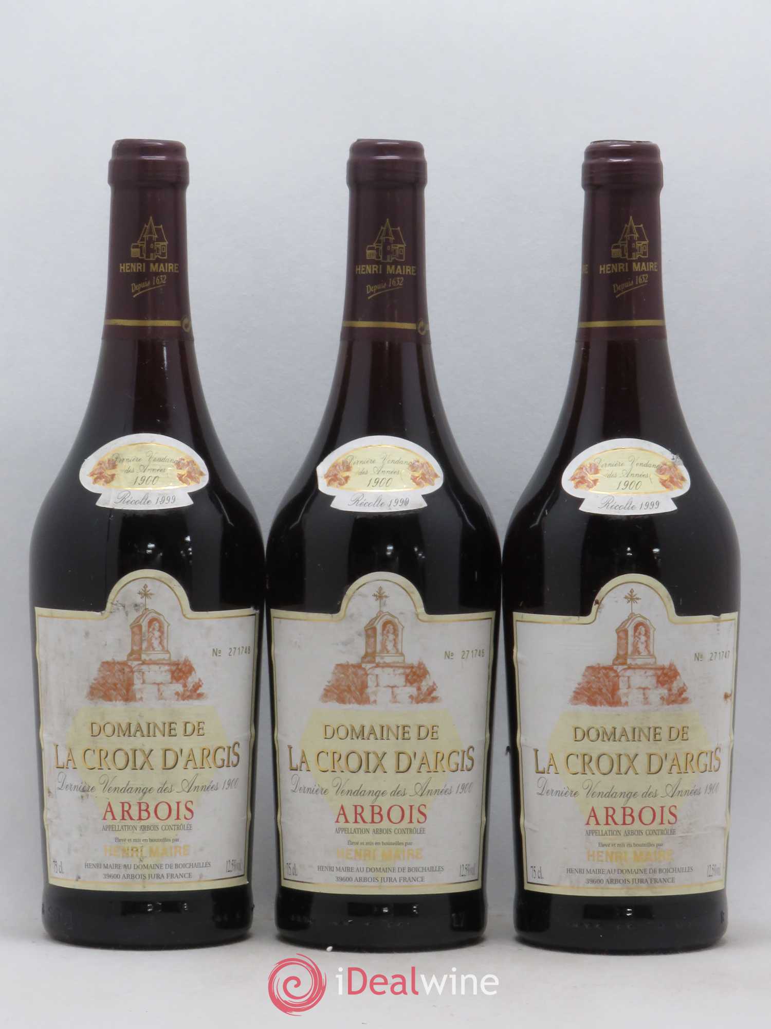 Arbois Domaine de la Croix d'Argis Henri Maire (sans prix de réserve) 1999 - Posten von 3 Flaschen - 0
