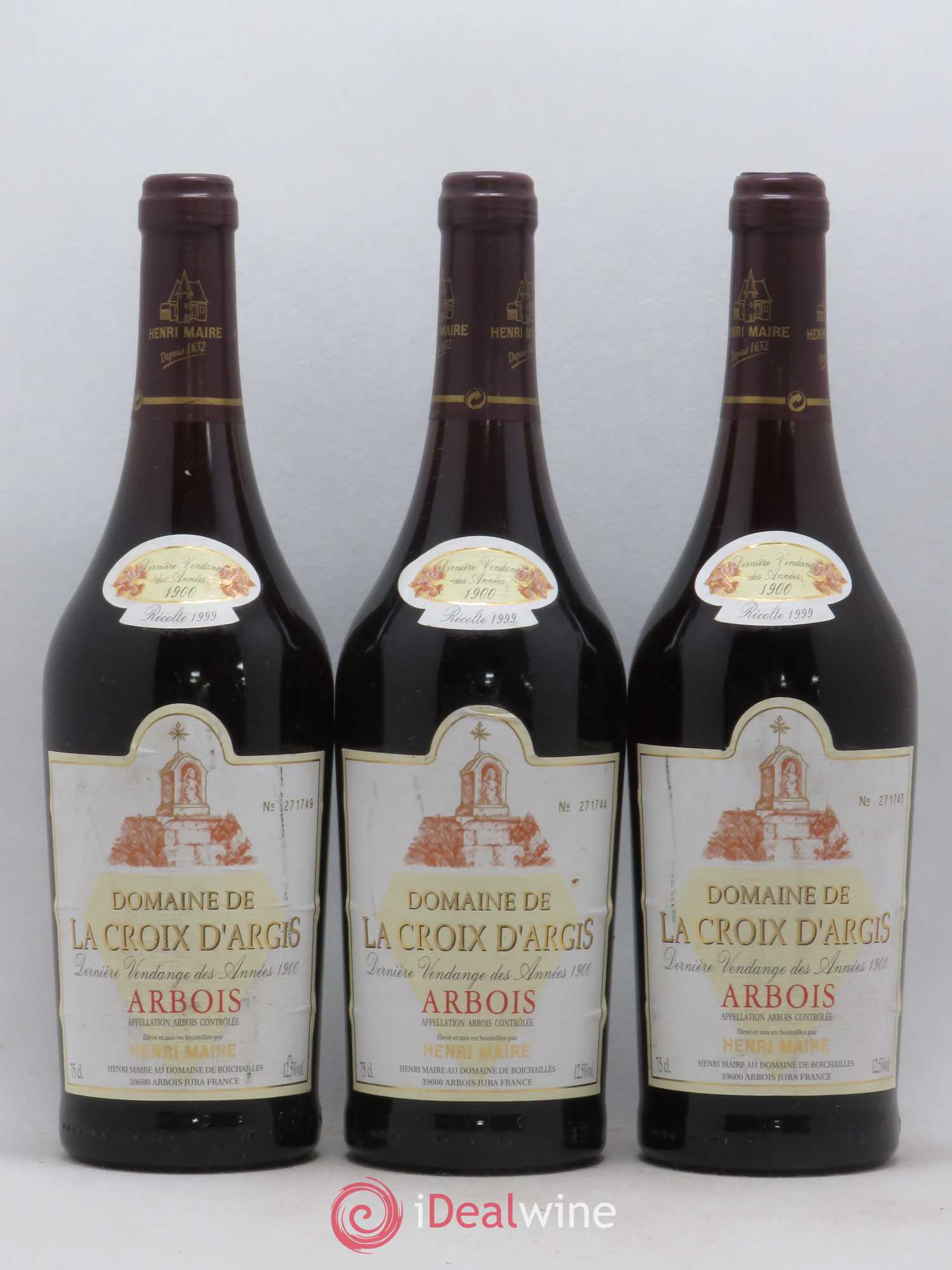 Arbois Domaine de la Croix d'Argis Henri Maire (sans prix de réserve) 1999 - Posten von 3 Flaschen - 0