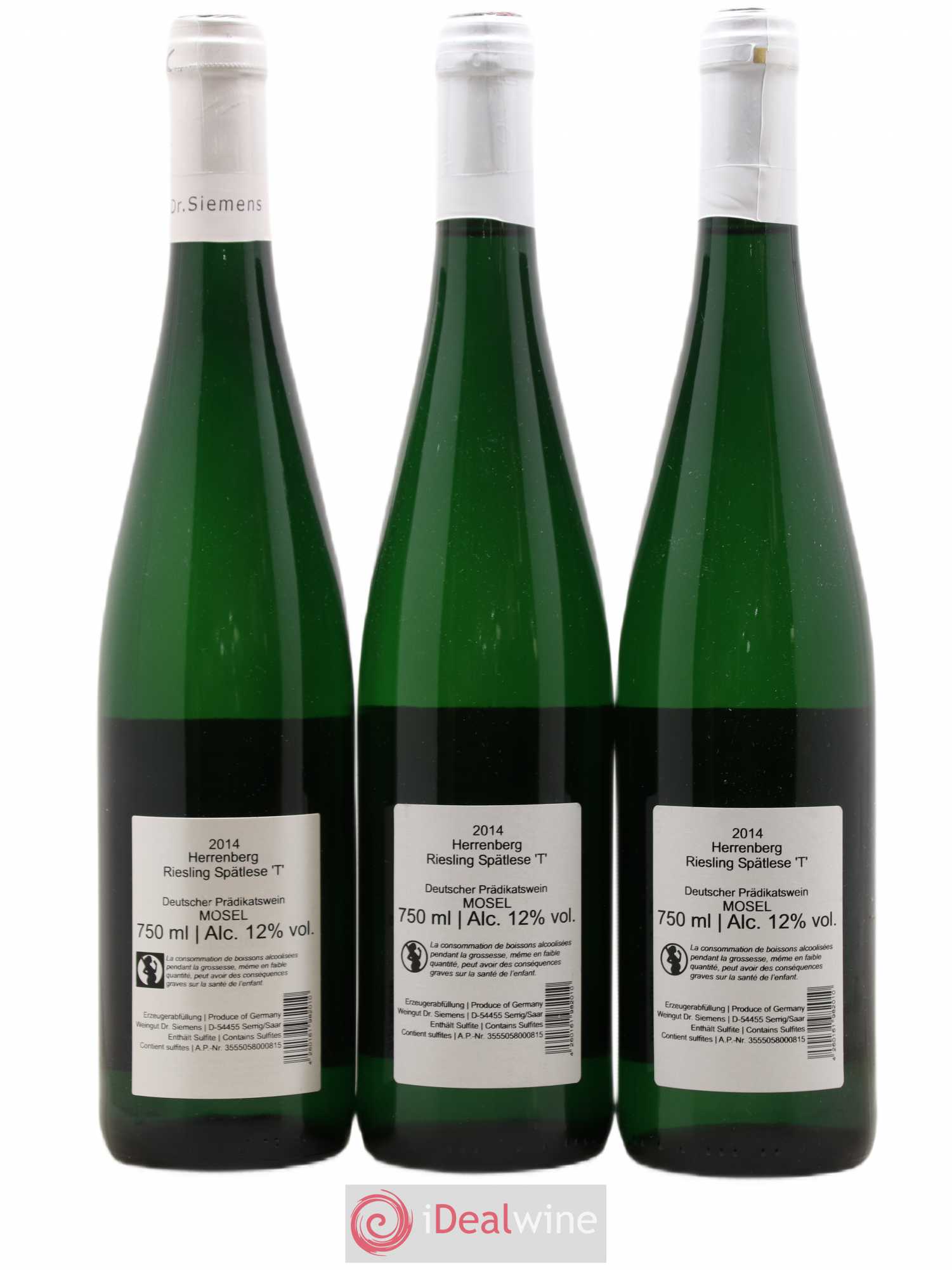 Allemagne Mosel-Saar Riesling Spätlese T Herrenberg Dr Siemens 2014 - Posten von 3 Flaschen - 1