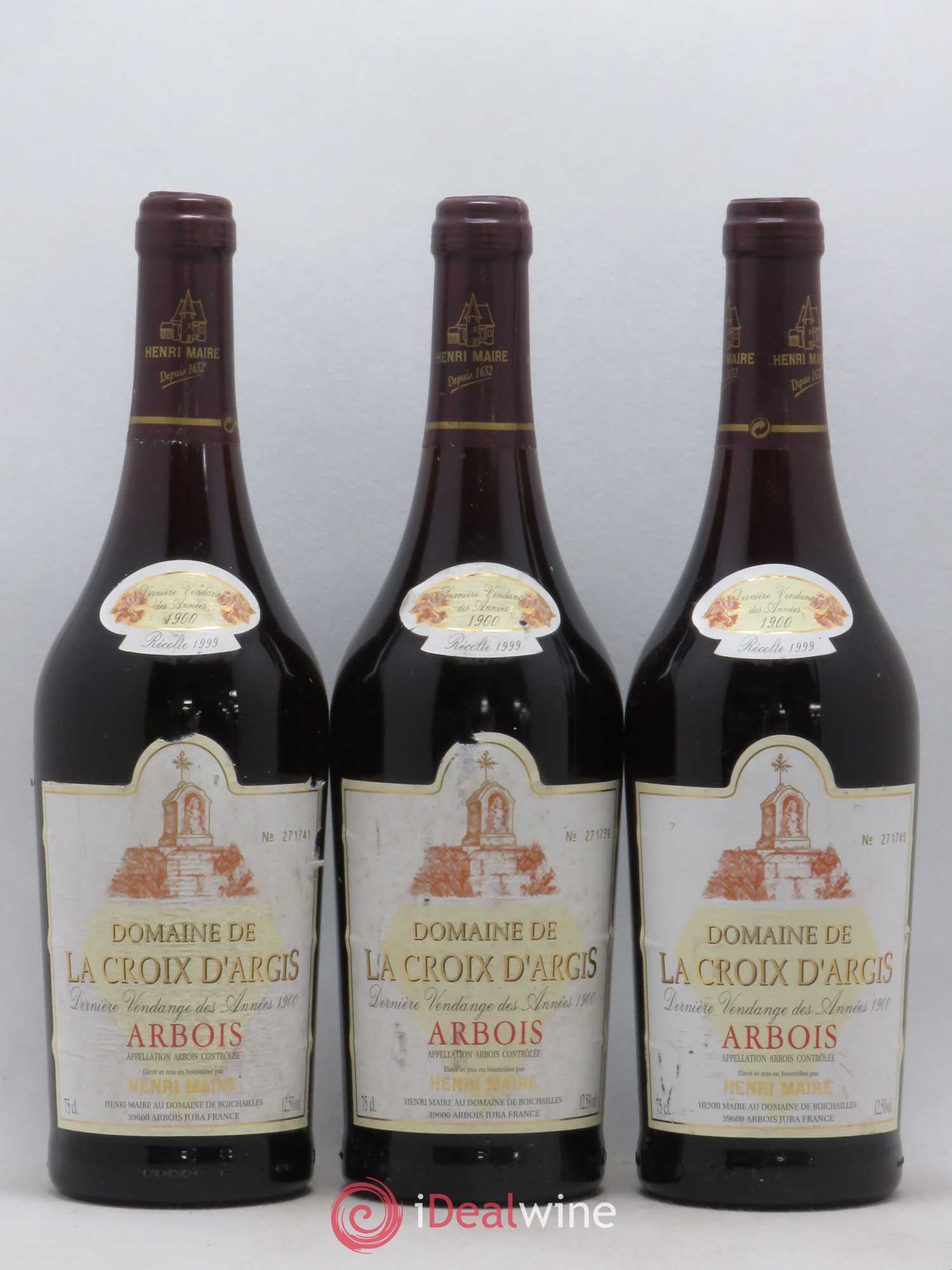 Arbois Domaine de la Croix d'Argis Henri Maire 1999 - Lot de 6 bouteilles - 1