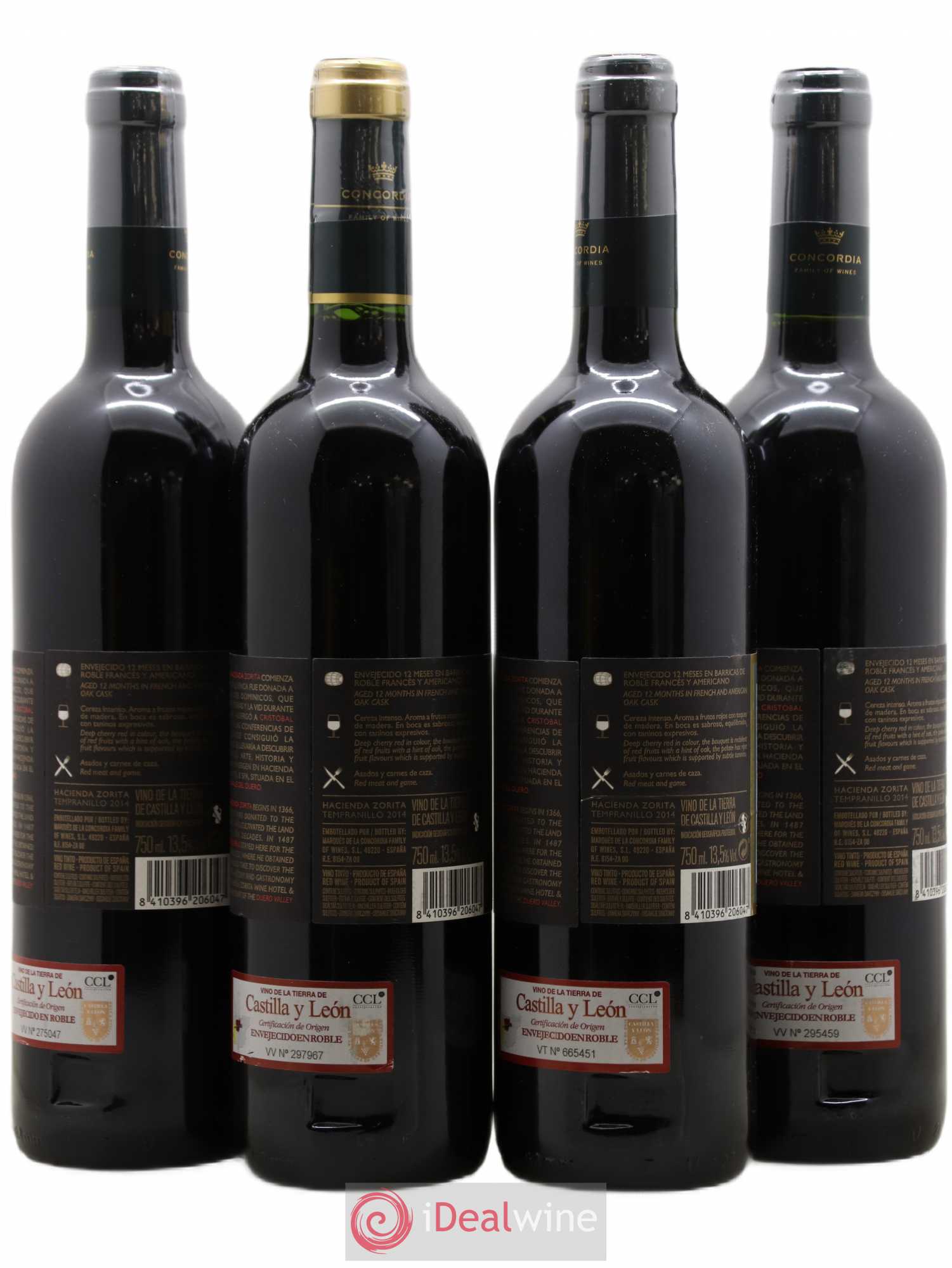 Castilla y Leon Marques de la Concordia Hacienda Zorita 2014 - Posten von 4 Flaschen - 1