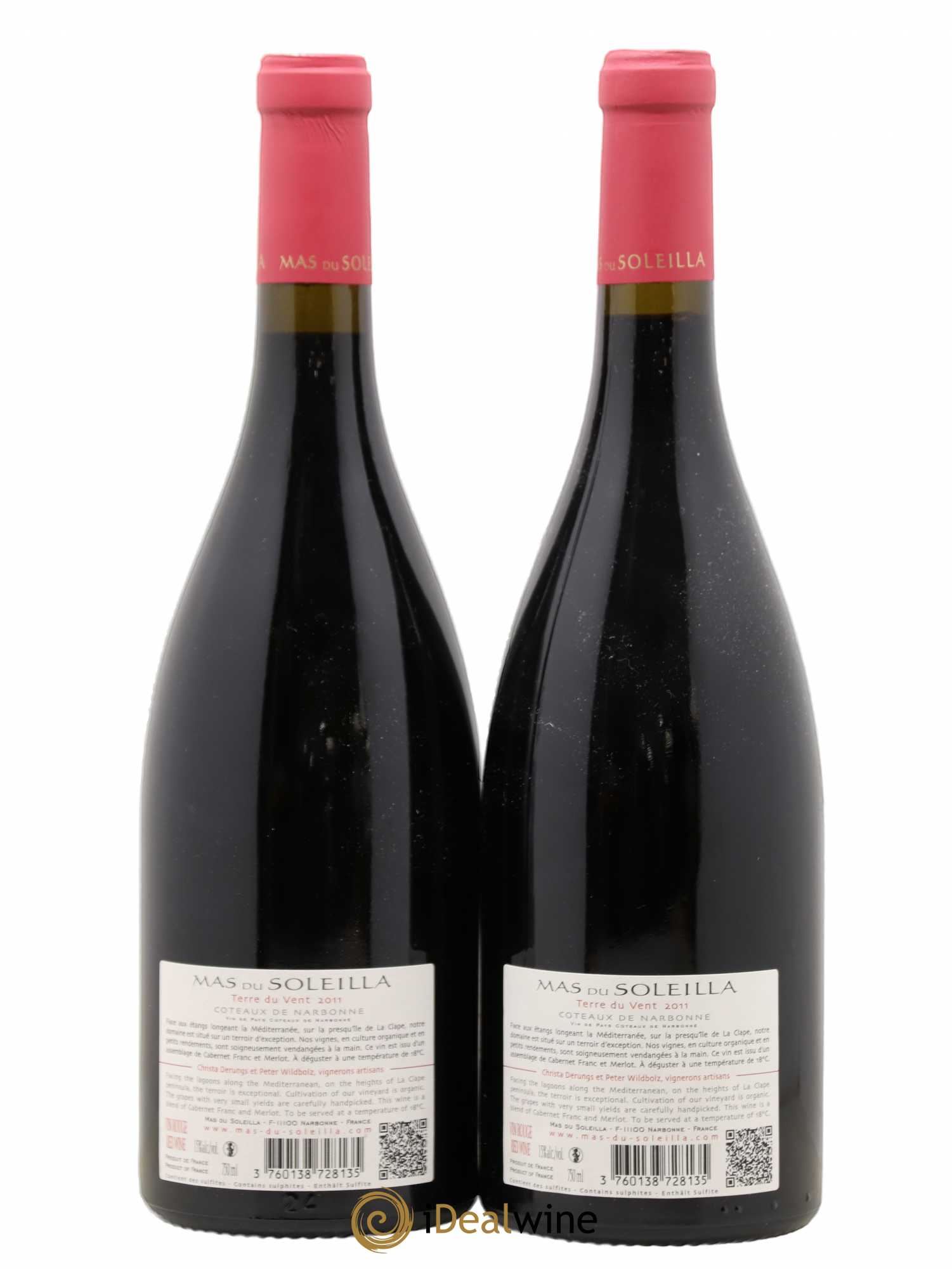 Vin de France Côteaux de Narbonne Terre du Vent Mas du Soleilla 2011 - Posten von 2 Flaschen - 1