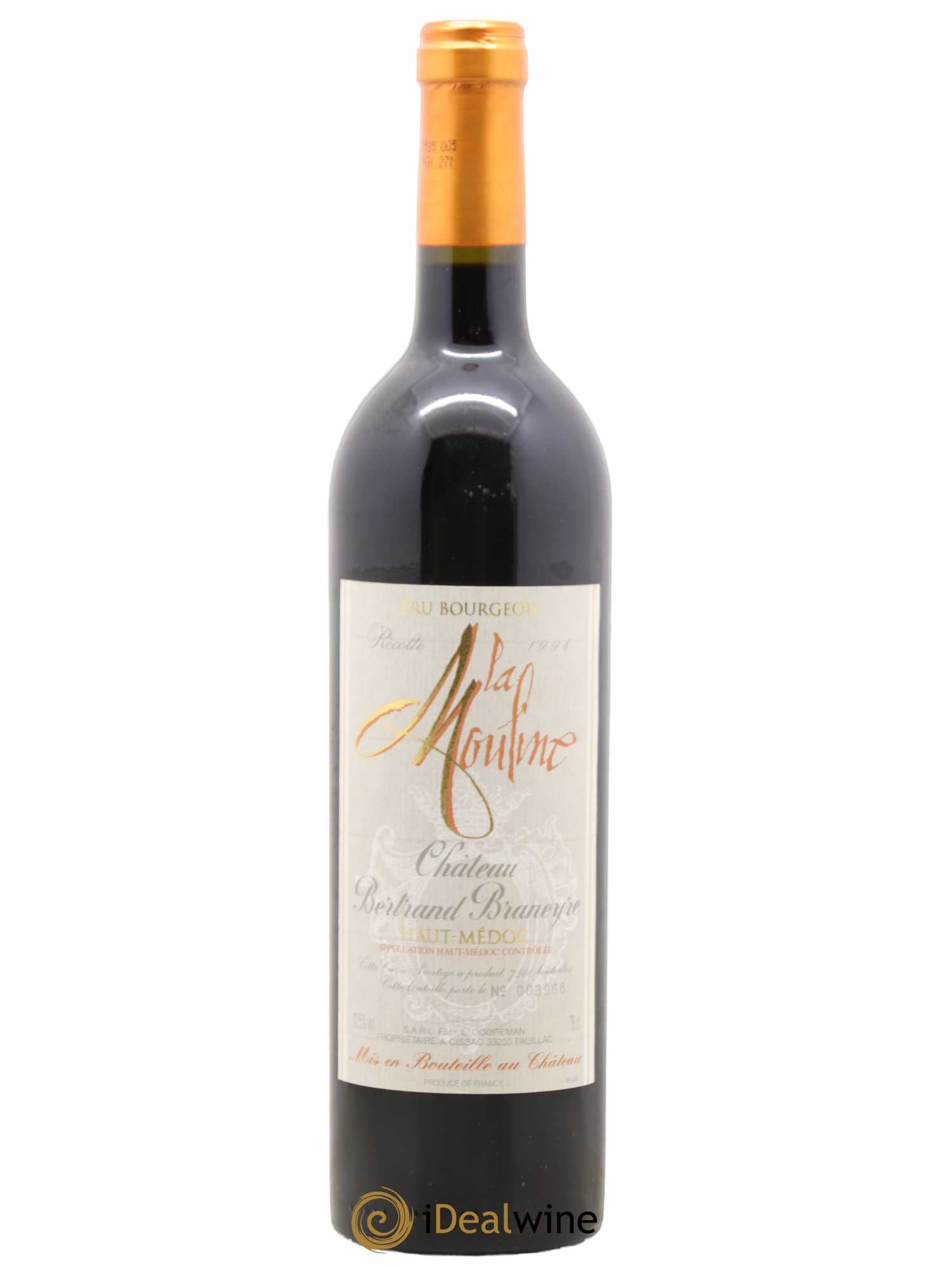 Haut Médoc La Mouline Château Bertrand Braneyre 1998 - Posten von 1 Flasche - 0