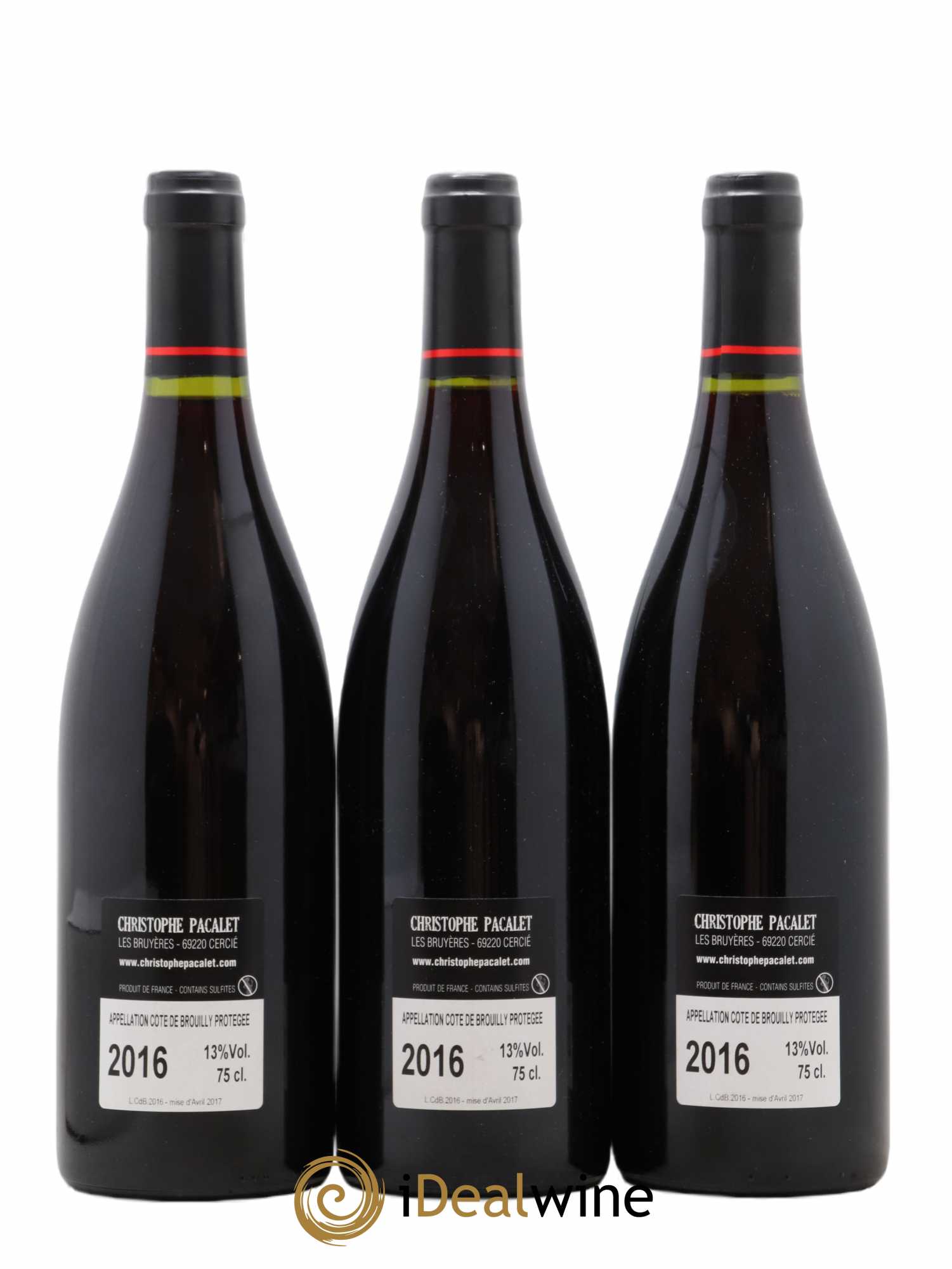 Côte de Brouilly Christophe Pacalet 2016 - Lot of 3 bottles - 1