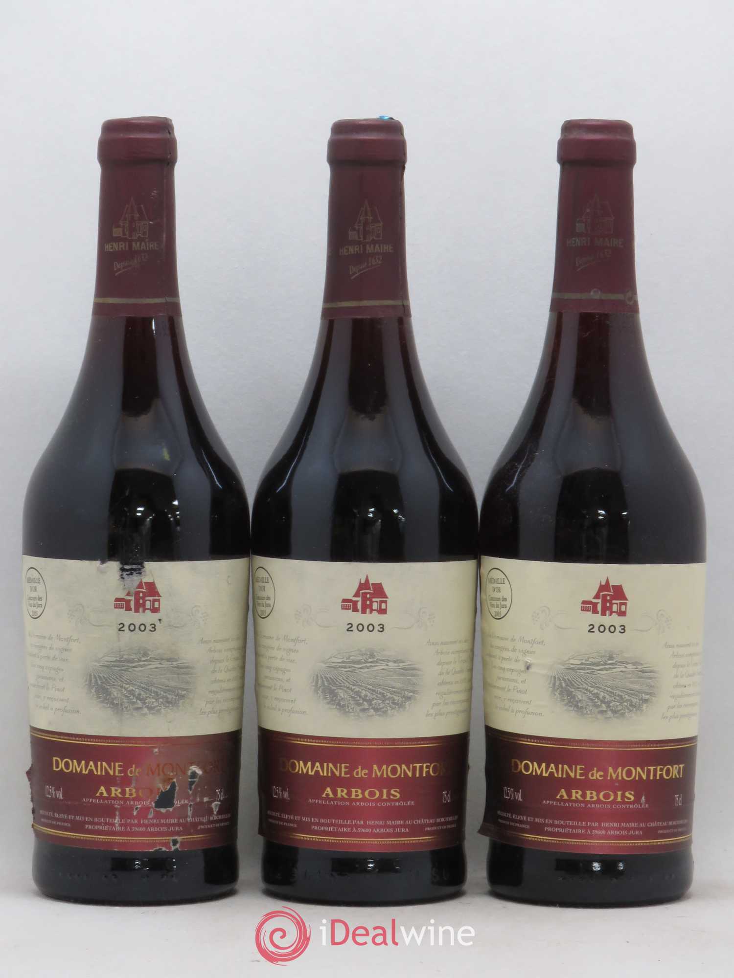 Arbois Domaine de Montfort Henri Maire (sans prix de réserve) 2003 - Posten von 3 Flaschen - 0