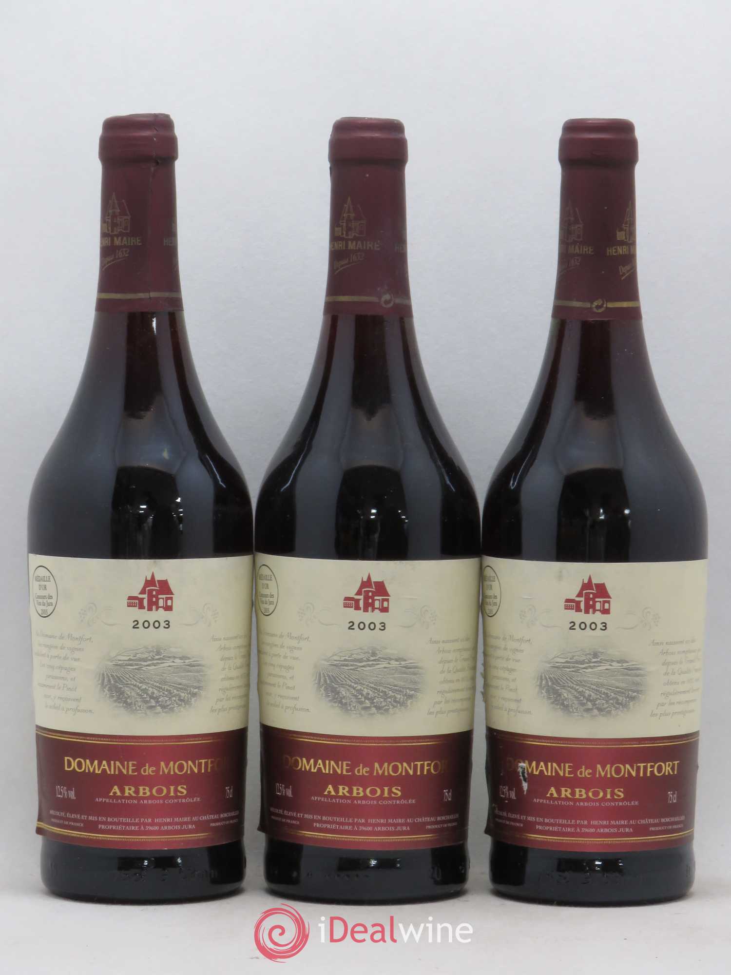 Arbois Domaine de Montfort Henri Maire (sans prix de réserve) 2003 - Posten von 3 Flaschen - 0