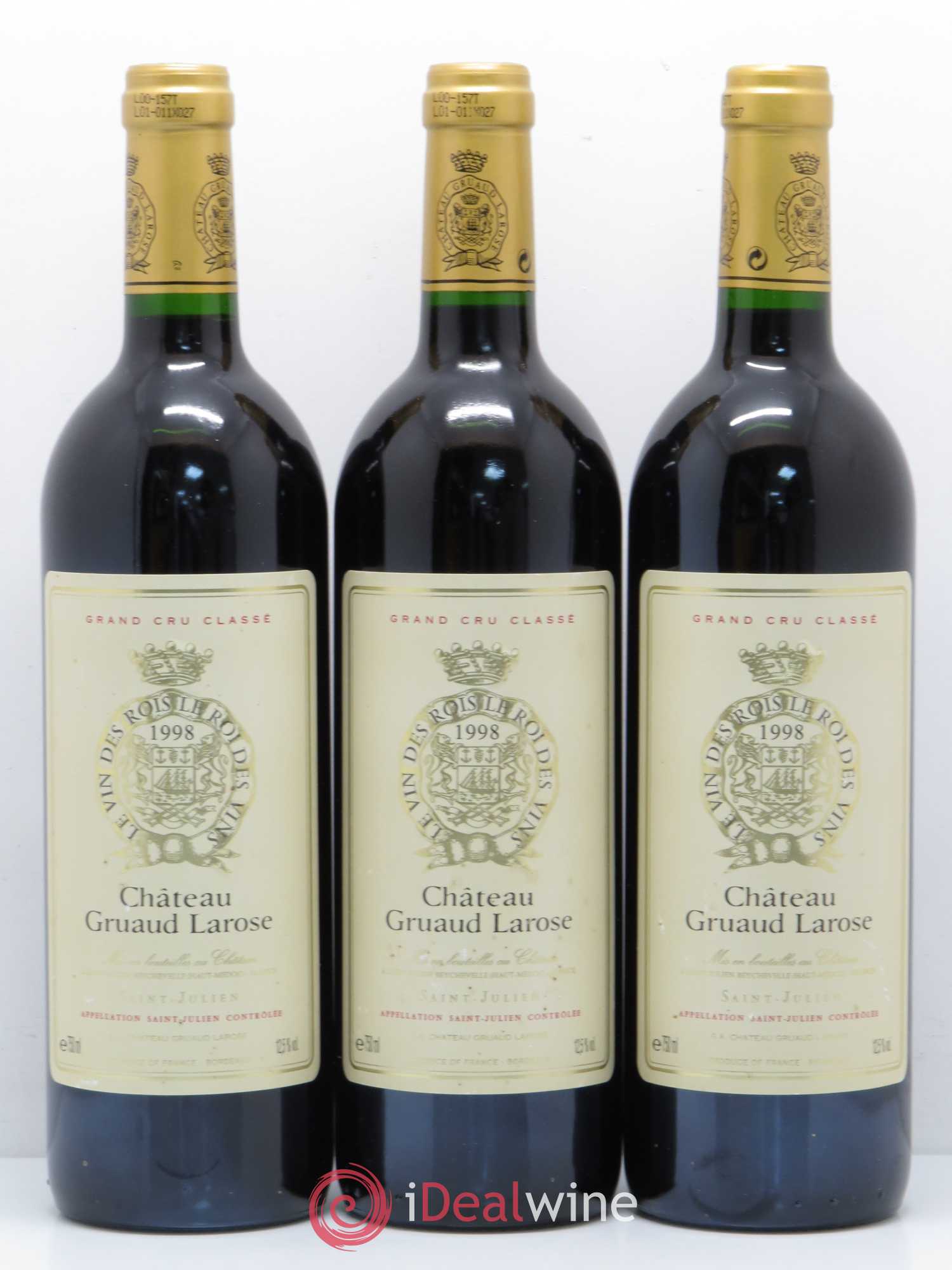 Château Gruaud Larose 2ème Grand Cru Classé 1998 - Lot de 3 bouteilles - 0