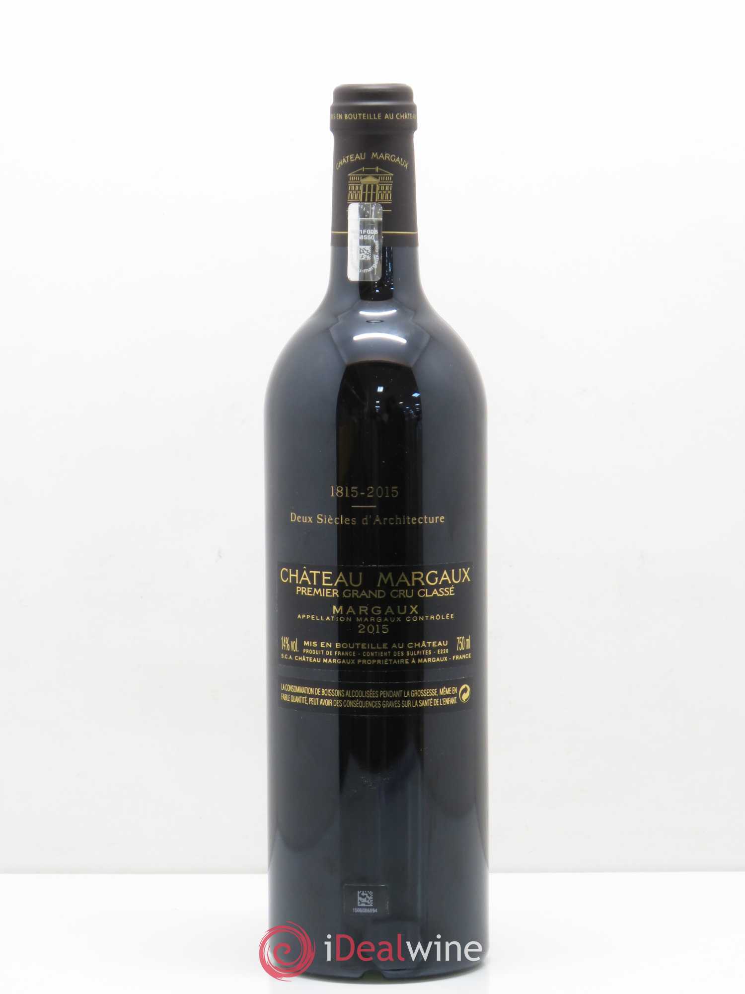 Château Margaux 1er Grand Cru Classé 2015 - Lot de 1 bouteille - 1