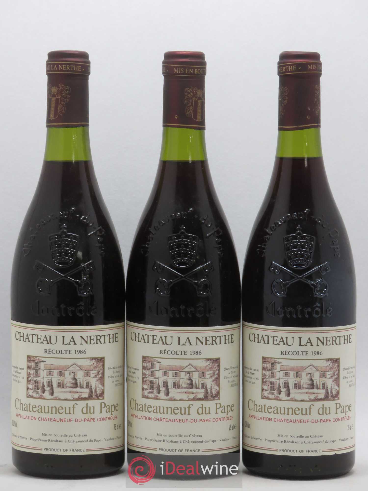 Châteauneuf-du-Pape Château la Nerthe Famille Richard 1986 - Lot de 3 bouteilles - 0