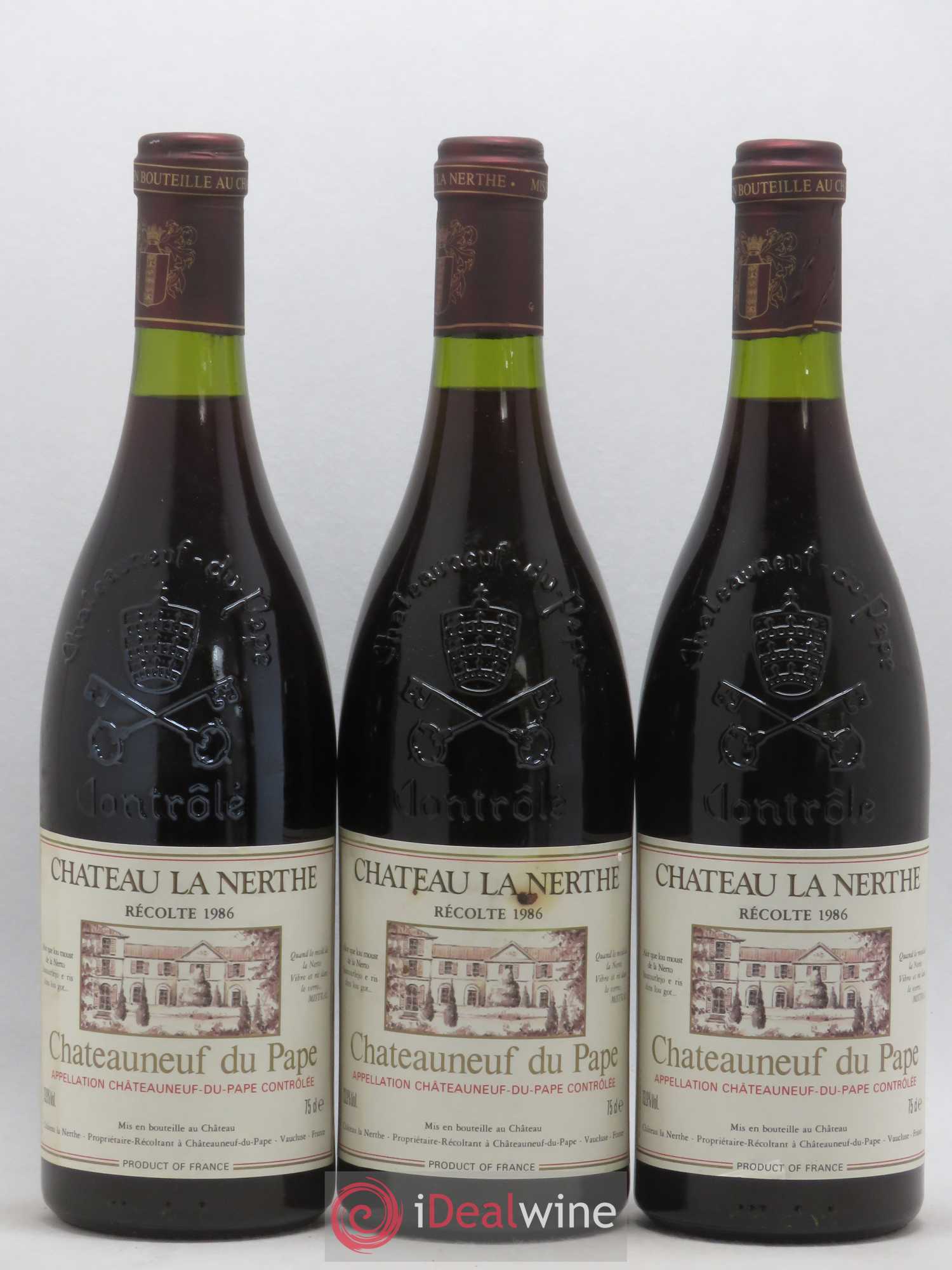 Châteauneuf-du-Pape Château la Nerthe Famille Richard 1986 - Lot de 3 bouteilles - 0